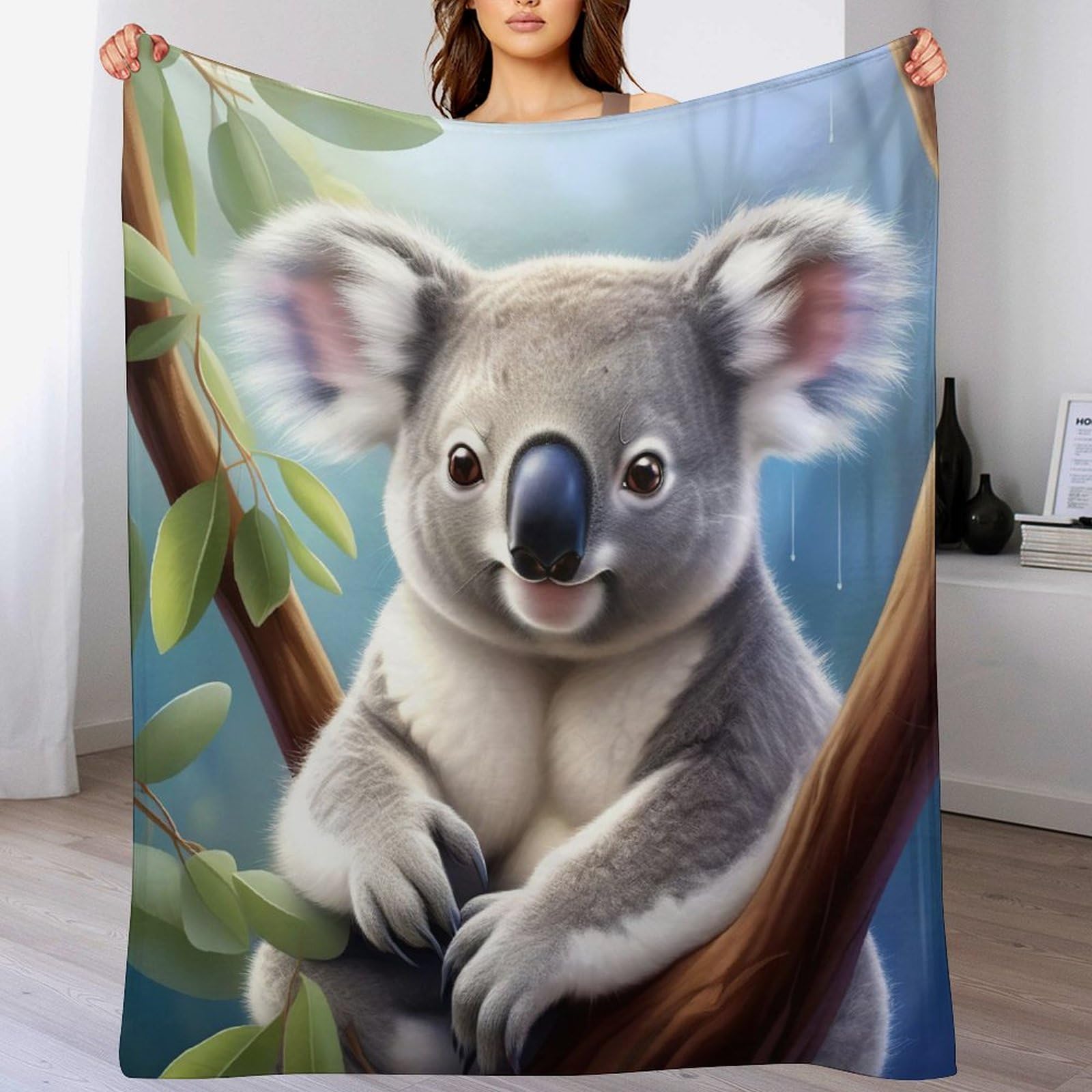 Manta de forro polar de koala térmica y suave para salón