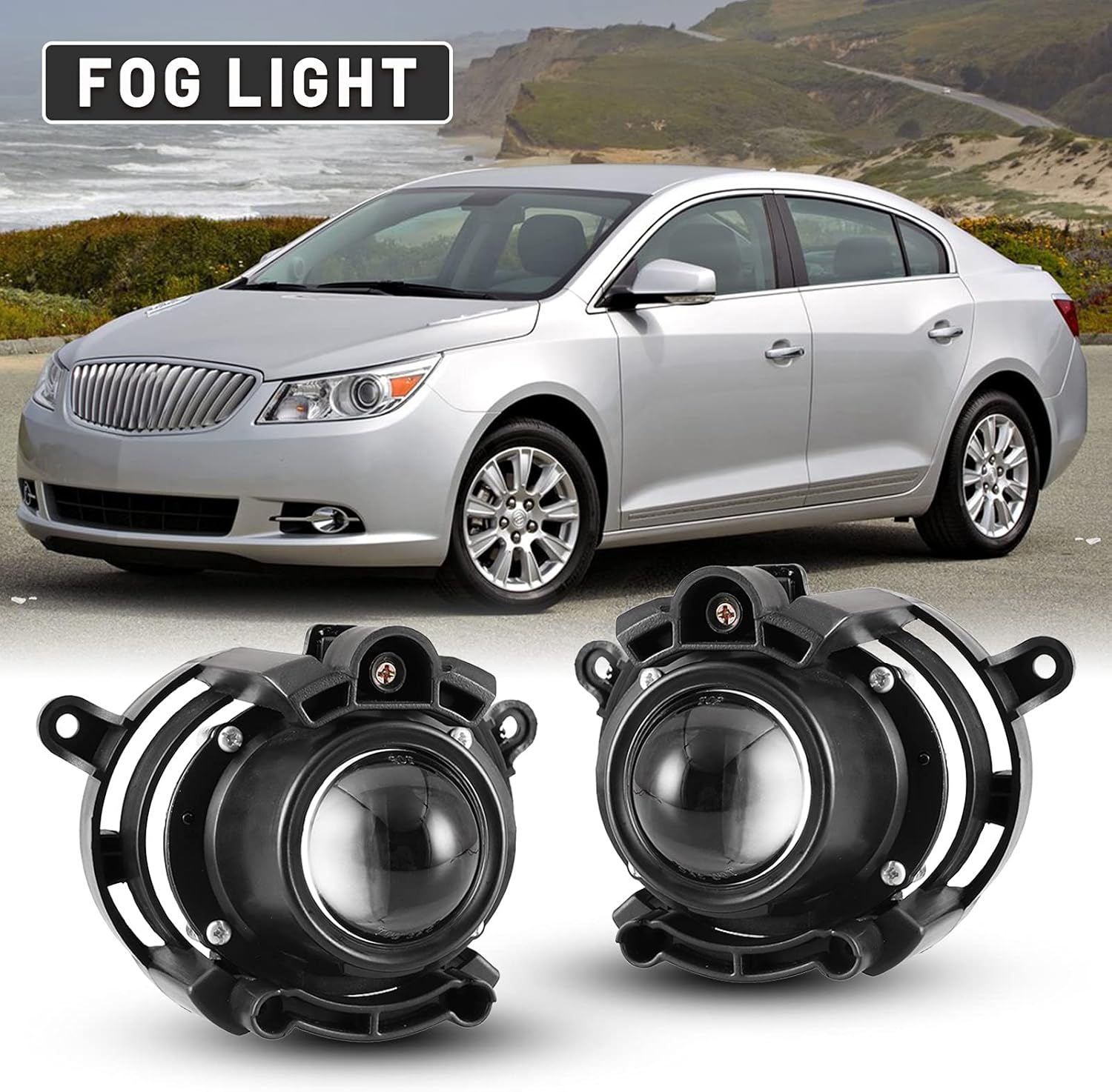AUTOWIKI Fog Lights Fit For 2008-2012 Chevy Malibu, 2008-2014 Cadillac CTS Premium, 2010-2013 Buick Lacrosse, 2007-2009 Saturn Aura, 2013-2016 Buick Encore Lamps Assembly 1 Pair