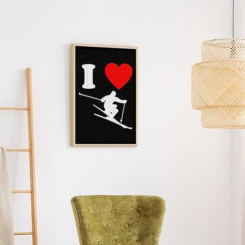 Miniatura 4 de I Love Ski Diamond - Kit de pintura artística con diamantes de imitación de taladro cuadrado completo, manualidades artísticas para decoración de