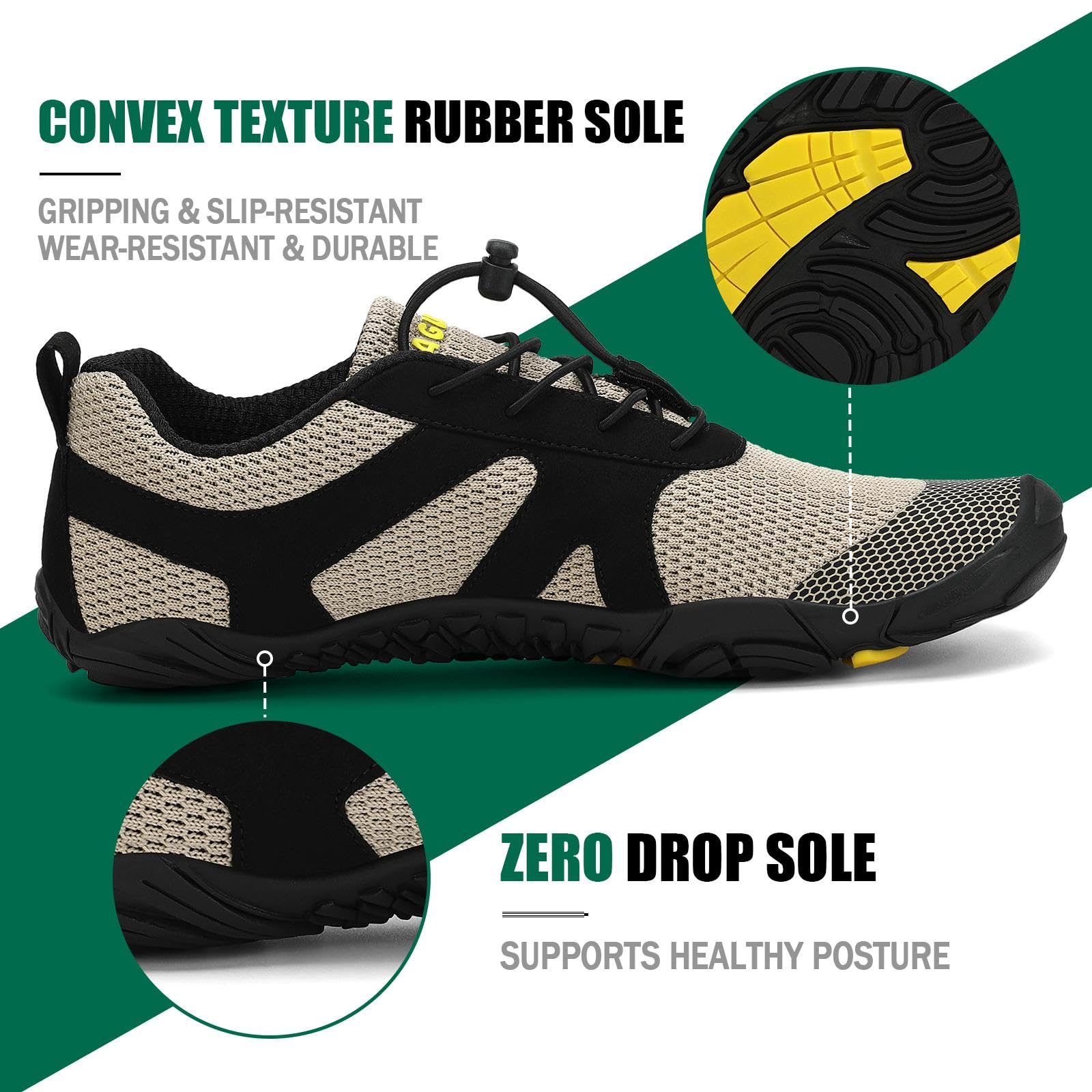 SAGUARO Barefoot Shoes Uomo Donna Scarpe Barefoot Minimaliste Scarpe a Piedi Nudi Antiscivolo Scarpe Trail Running Leggere Scarpe Dita,Gr.36-48 EU
