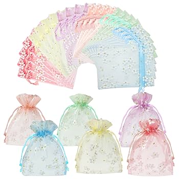 オーガンジーポーチ　巾着　Lサイズ 100枚 OEM可能　W125xH175mm オーガンジー 巾着袋 ポーチ 240mm×150mm ラッピング ギフト