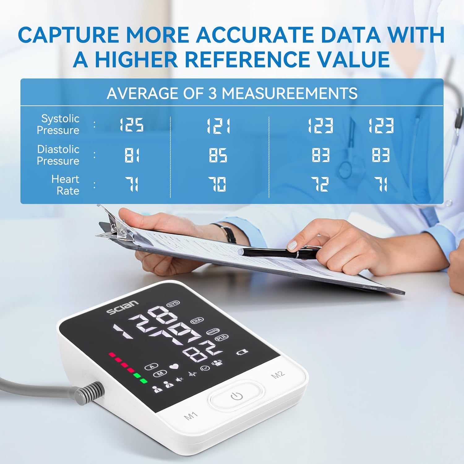 Scian Blood Pressure Monitors for Home Use, Automatic Blood Pressure Cuff Arm Digital BP Machine with Large LED Backlit Display, Voice Broadcasting, 2 Users 200 Memory (Black) - Image 5