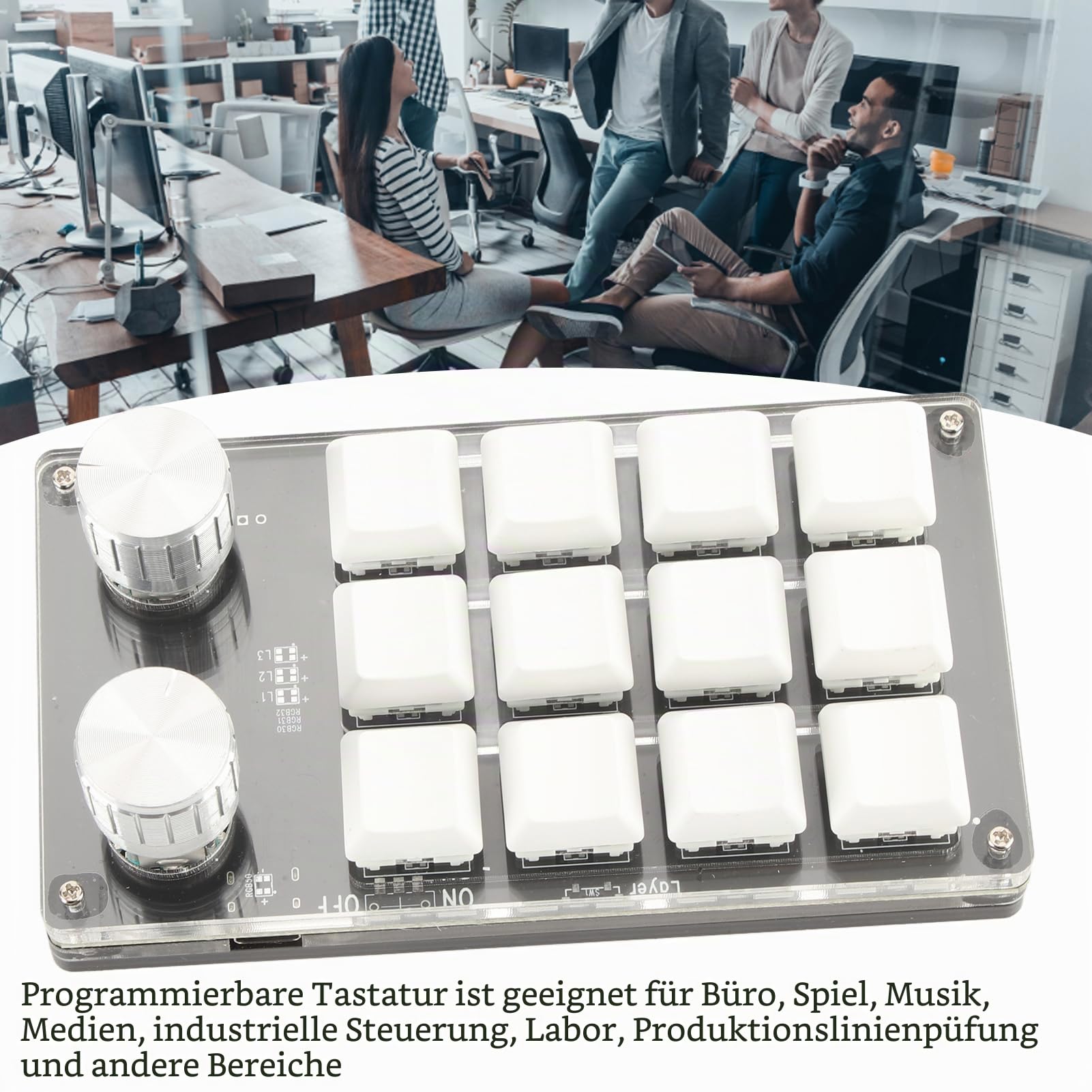 KIMISS Makro-Tastatur Einhändige Makro-mechanische Tastatur 12-Tasten-Multifunktions-DIY-programmierbare Tastatur für Office Gaming Makro-mechanische Tastatur (Schwarz)