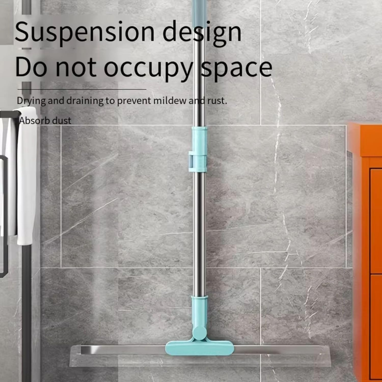 Cardex Floor Wiper with Silicone Blade Magic Broom Water Wiper Mop Squeegee for Bathroom, Tiles, Marble, Glass & Balcony 50 cm | 180° Swivel Head Adjustable Long Handle Multipurpose Cleaning Wiper Mop 3