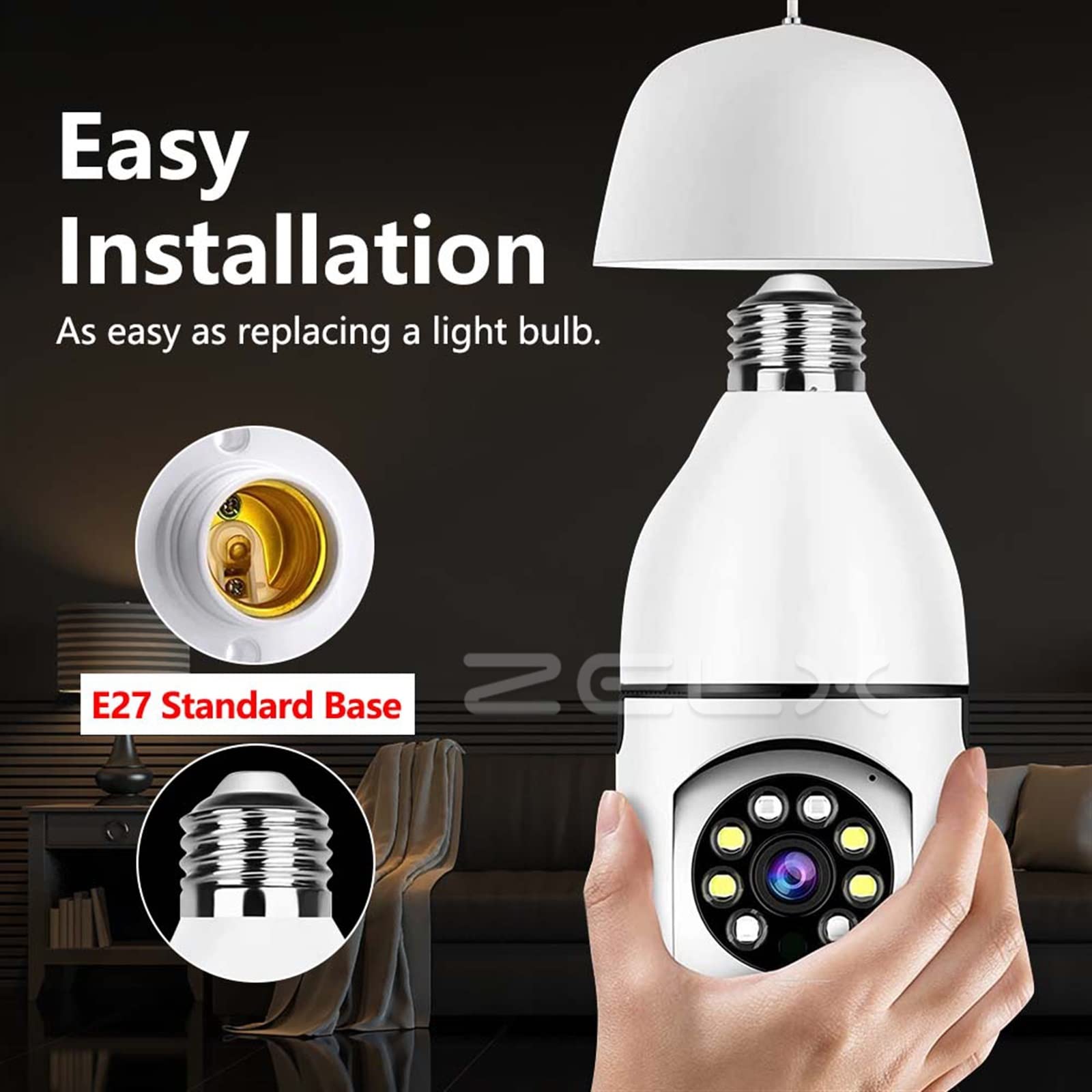 Caméra de sécurité ptz 2K E27 ampoule caméra de sécurité intérieure 1080P Surveillance vidéo moniteur à domicile pleine couleur Vision nocturne humanoïde suivi soins Cam S'adapter à n'importe quel env