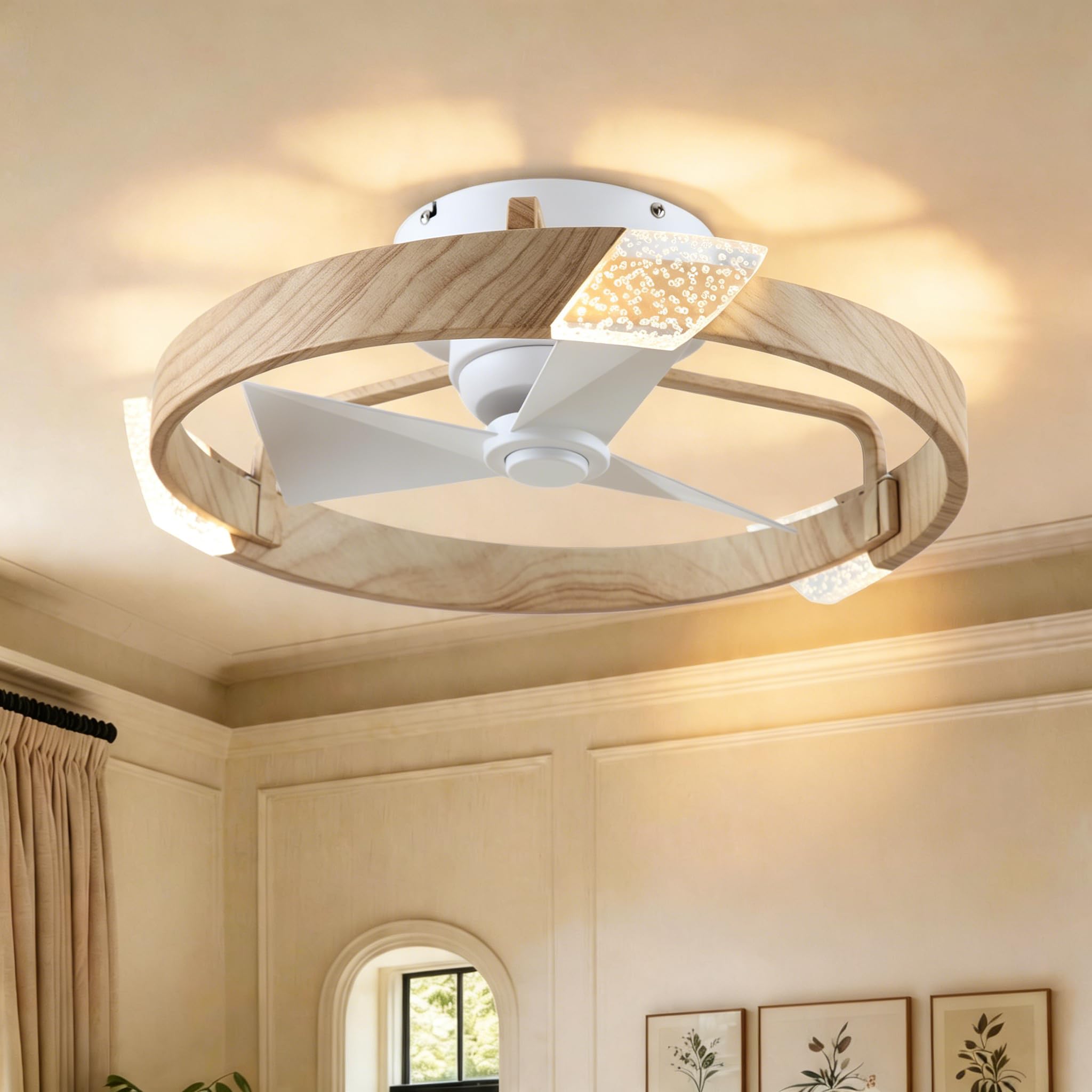 Parrot Uncle 50cm Ceiling Fan with Light and Remote, Reversible Fan, LED Ceiling Fan Light, 3 Colour Temperatures, 6 Speeds, Timer Control, Quiet, Dimmable for the Bedroom