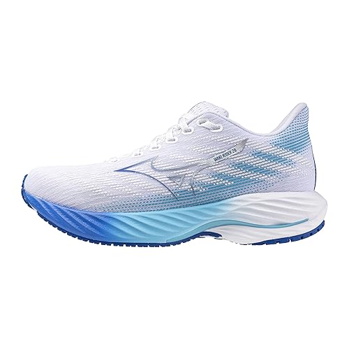 Mizuno Womens Womens Wave Rider 28 - 12 Wide - White-mugen Blue