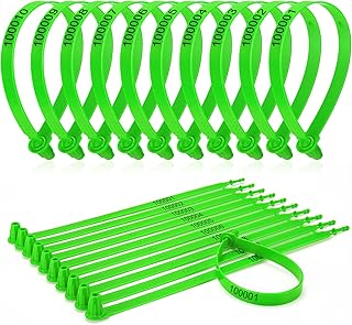 1000 Plastic Truck Door Seal Security Seals Tamper Evident Tite-Lock Security Tags Numbered Safty Disposable Locks for Trailer Logistics Transport Package Shipping (Green)