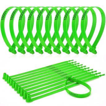 1000 Plastic Truck Door Seal Security Seals Tamper Evident Tite-Lock Security Tags Numbered Safty Disposable Locks for Trailer Logistics Transport Package Shipping Green