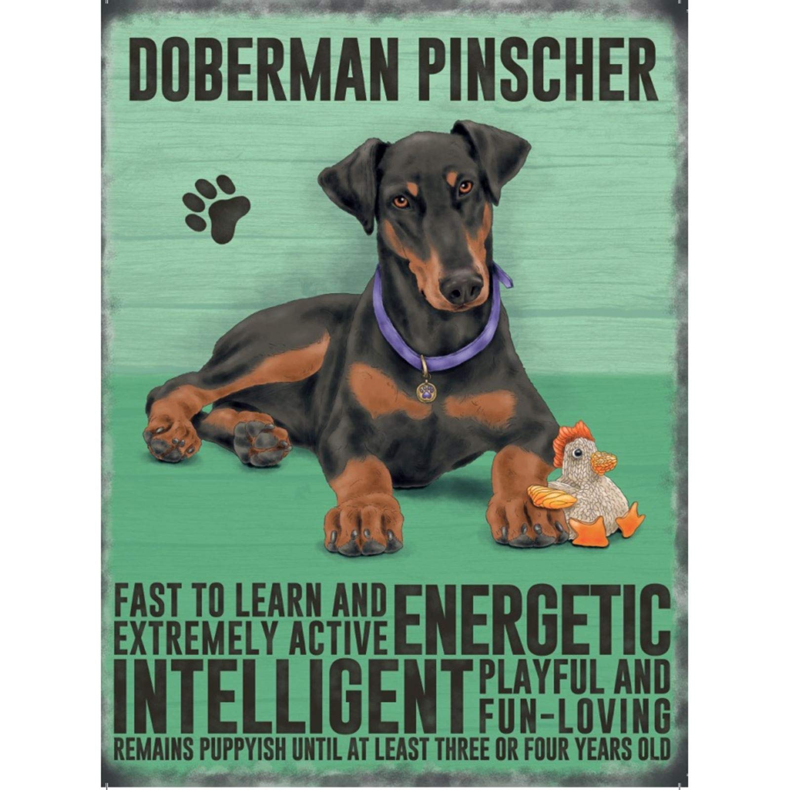 Retro Mini Metal Doberman Pinscher Dog Saying Sign Hanging Decoration 6.5x9cm