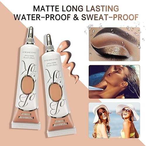 Miniatura 6 de LOKFAR Paquete de 2 bases de sombra de ojos mate para tapas grasas, sombra de ojos negra, sin arrugas, base de sombra de ojos, base de sombra de