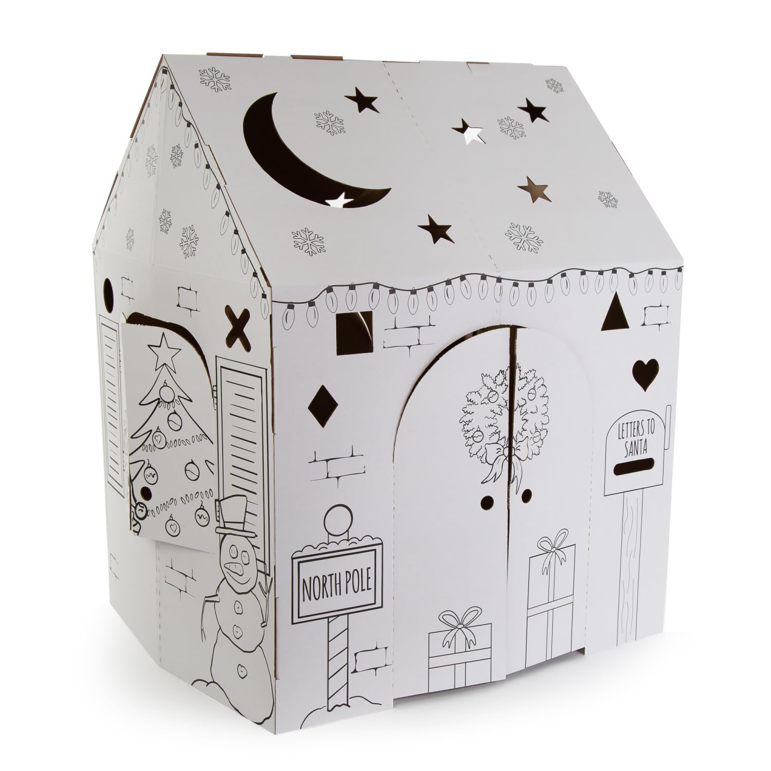 Easy Playhouse Cardboard Holiday Cottage - Fort Kids Art &amp; Craft House