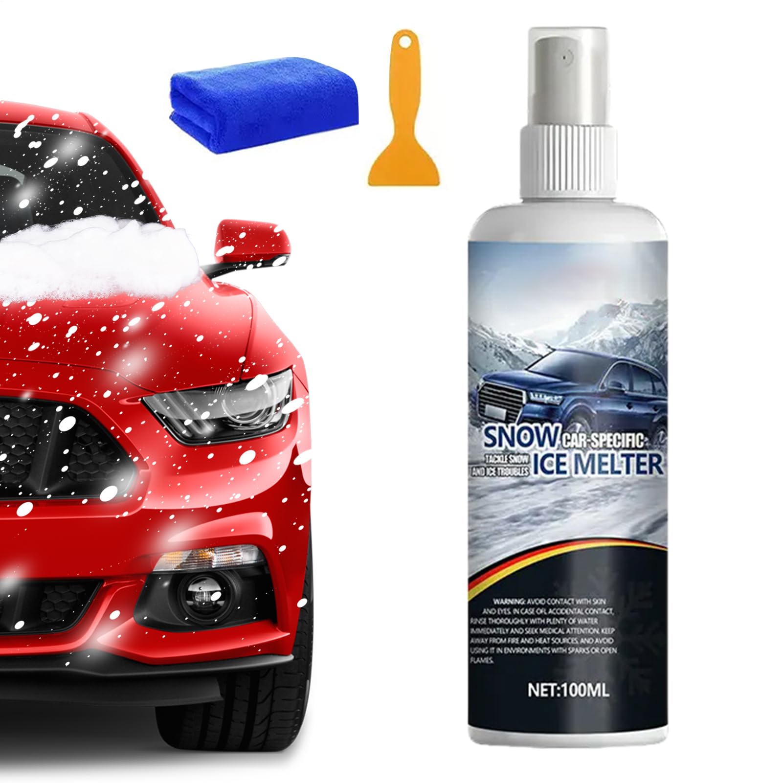 Generico Sbrinatore per Vetri Auto Agente Sbrinante Auto 100ml | Liquido Sciogli-Ghiaccio Veicoli per Autisti Camion SUV Berlina Viaggi Freddi Percorsi Lunghi Soste Notturne Gestione Flotte