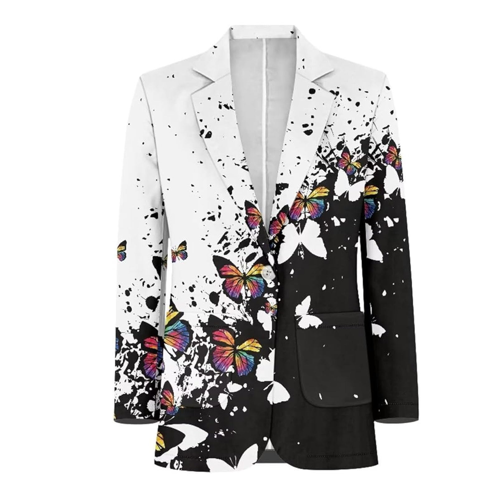 Blazer Mujer Estampado Casual, Americana Elegante con Solapa de Manga Larga, Chaqueta de Traje Cómoda y Moderna para Oficina, Citas y Uso Diario