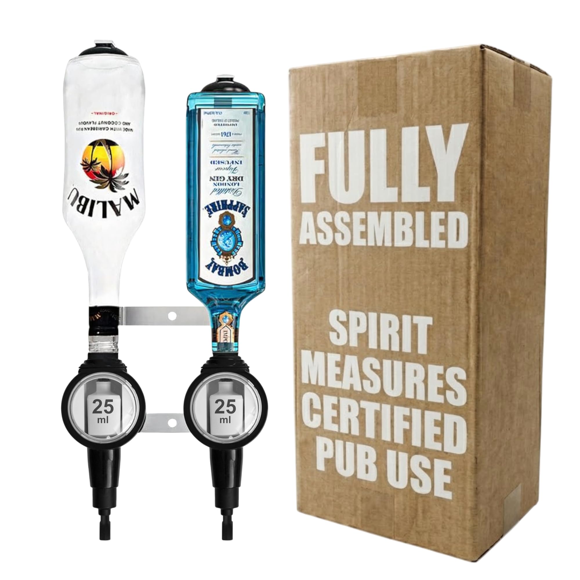 Chabrias Ltd Professional 2 Wall Bar + 25ml Spirit Optics – UK-Made Government-Stamped Liquor Dispenser Rail – Heavy-Duty All-Metal Wall-Mounted Bar Optics System
