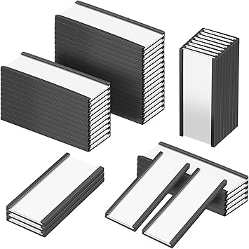 100 Pieces Magnetic Label Holders Labels Racks with Magnets Magnetic Data  Card Holders with Protective Films and Replacement Strips for Shelf Bin  (0.8 ...