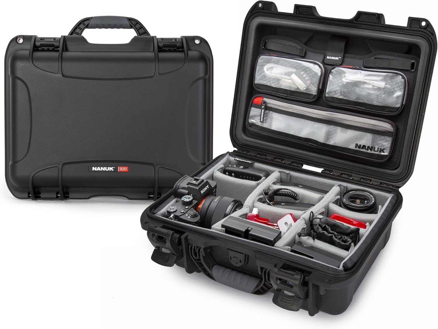 NANUK 920 Pro Photo Kit – Waterproof Travel Camera Hard Case with Padded Dividers & Lid Organizer, 16.7” x 13.4” x 6.8”, Dustproof & Impact-Resistant, Airline Carry-On Approved – Black
