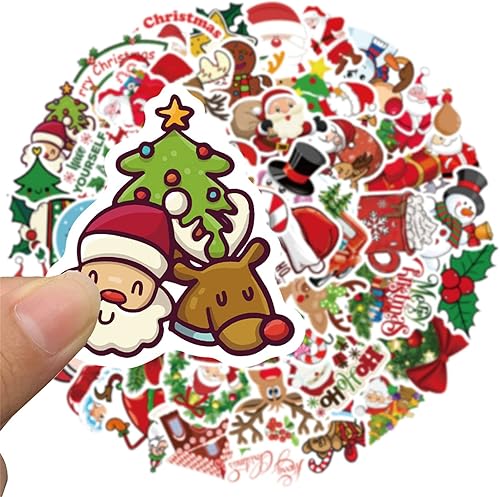 Miniatura 3 de 50 calcomanías de Navidad para botellas de agua de laptop tarjetas de álbumes de recortes recuerdos de fiesta de vacaciones calcomanías de Navidad