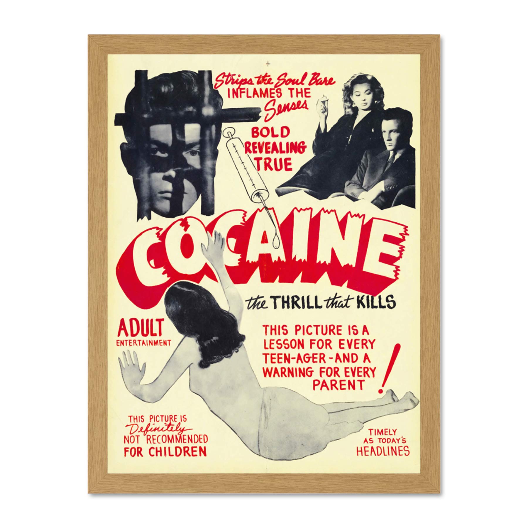 Cocaine Thrill That Kills Drugs Large Framed Art Print Poster Wall Decor 18x24 inch