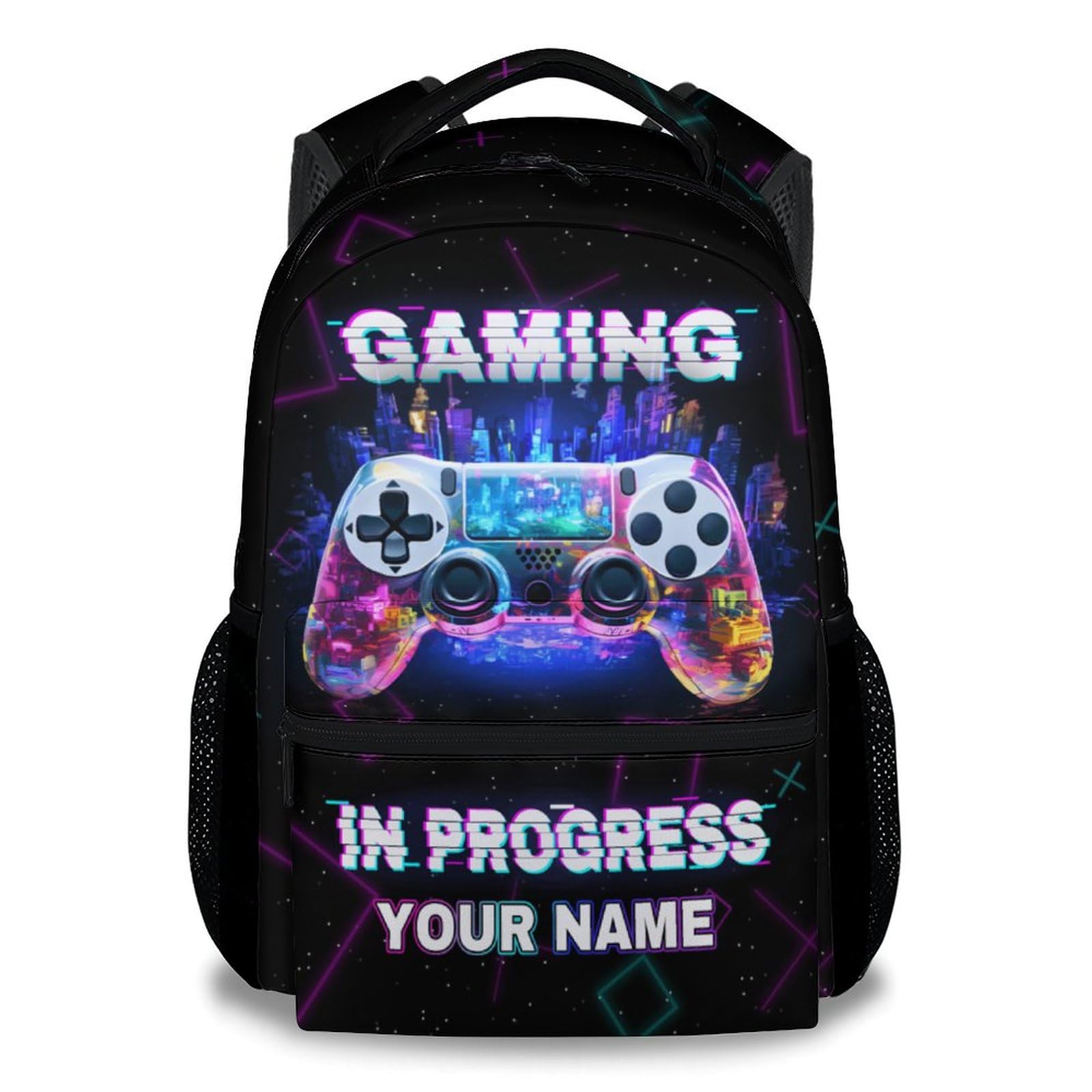 COZYAURA Personalized Backpack - 17 Inch Large Capacity Gamer Bookbag - Lightweight Kids' Gamepad Backpacks for Elementary & Travel