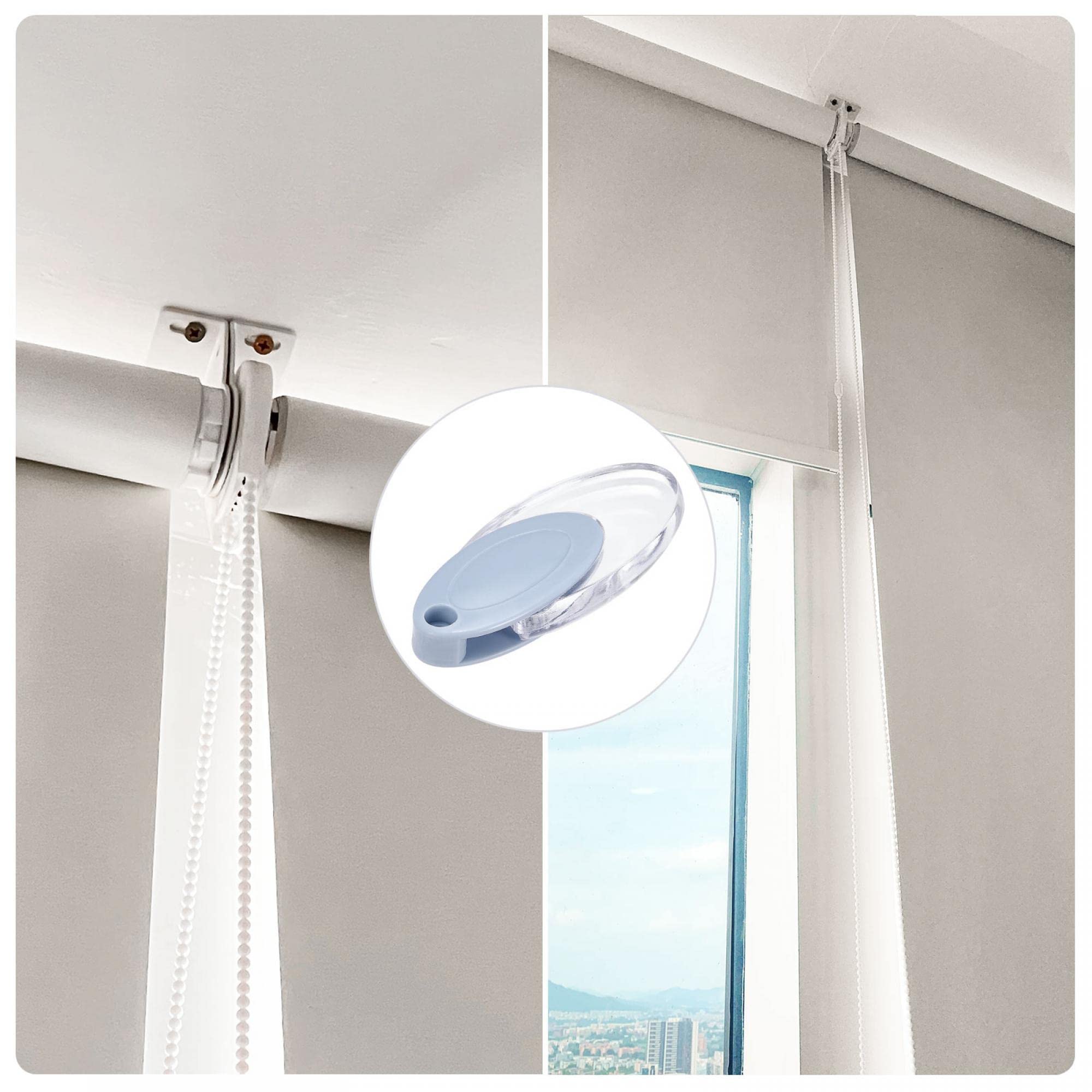 Peso del cable ciego, 2 piezas de 3.543 in, cortina para ventana, con cuentas, manija de cadena romana, vertical, accesorios para persianas enrollables, color blanco 5