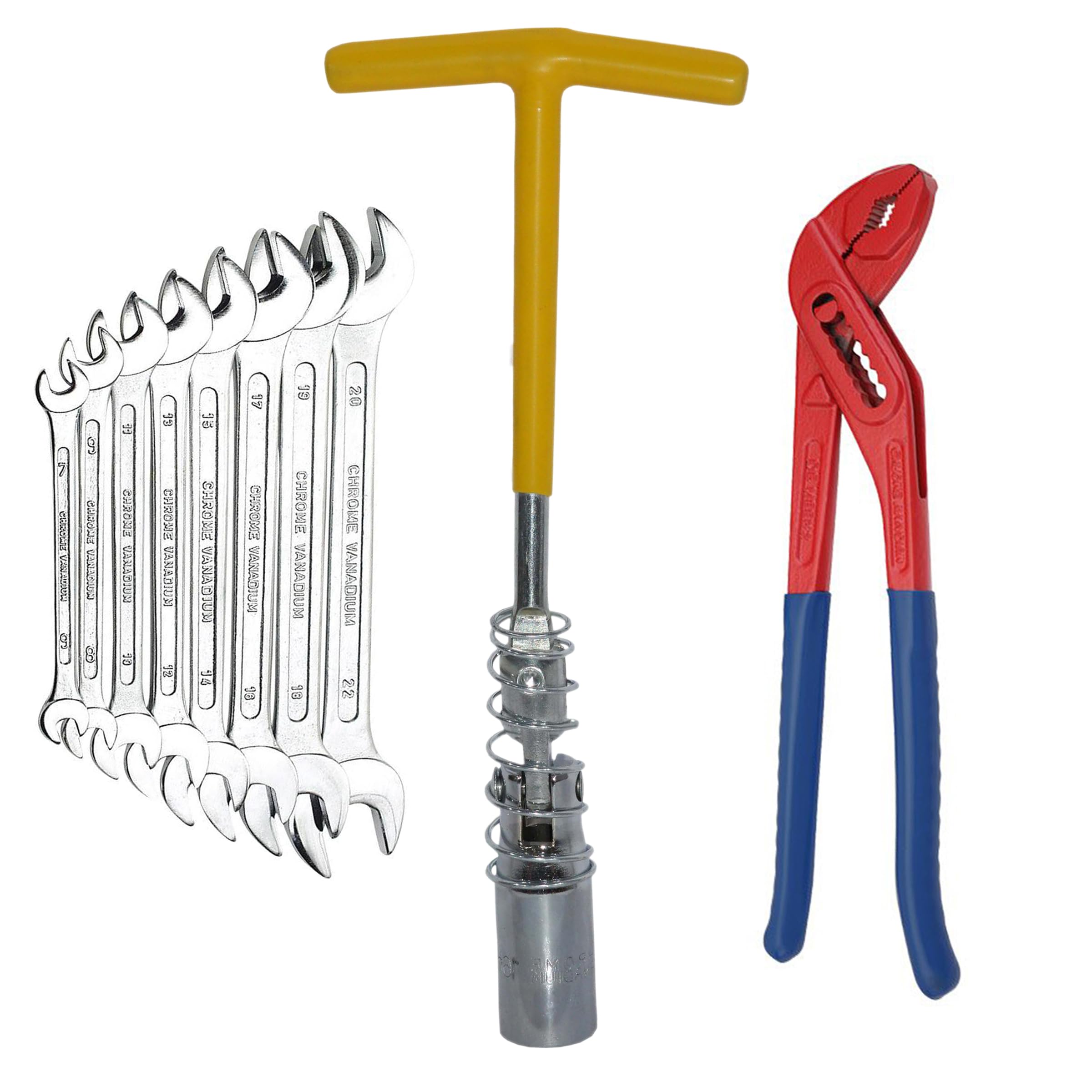 Digital Craft 16MM Spark Plug Wrench with Water Pump Plier & 8Pc Double Open Spanner Set – Durable Automotive and Mechanical Tool Kit-image-30