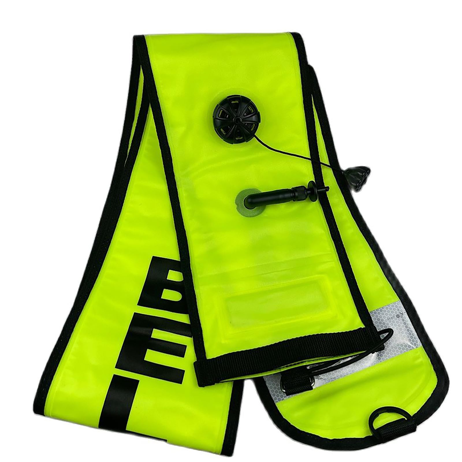 Boa di Segnalazione della Superficie per Immersioni subacquee 18cmX1,8m、15cmX1,5m con Gancio Girevole Tubo di Segnale Ugello Gonfiabile SMB Diver Accessori galleggianti