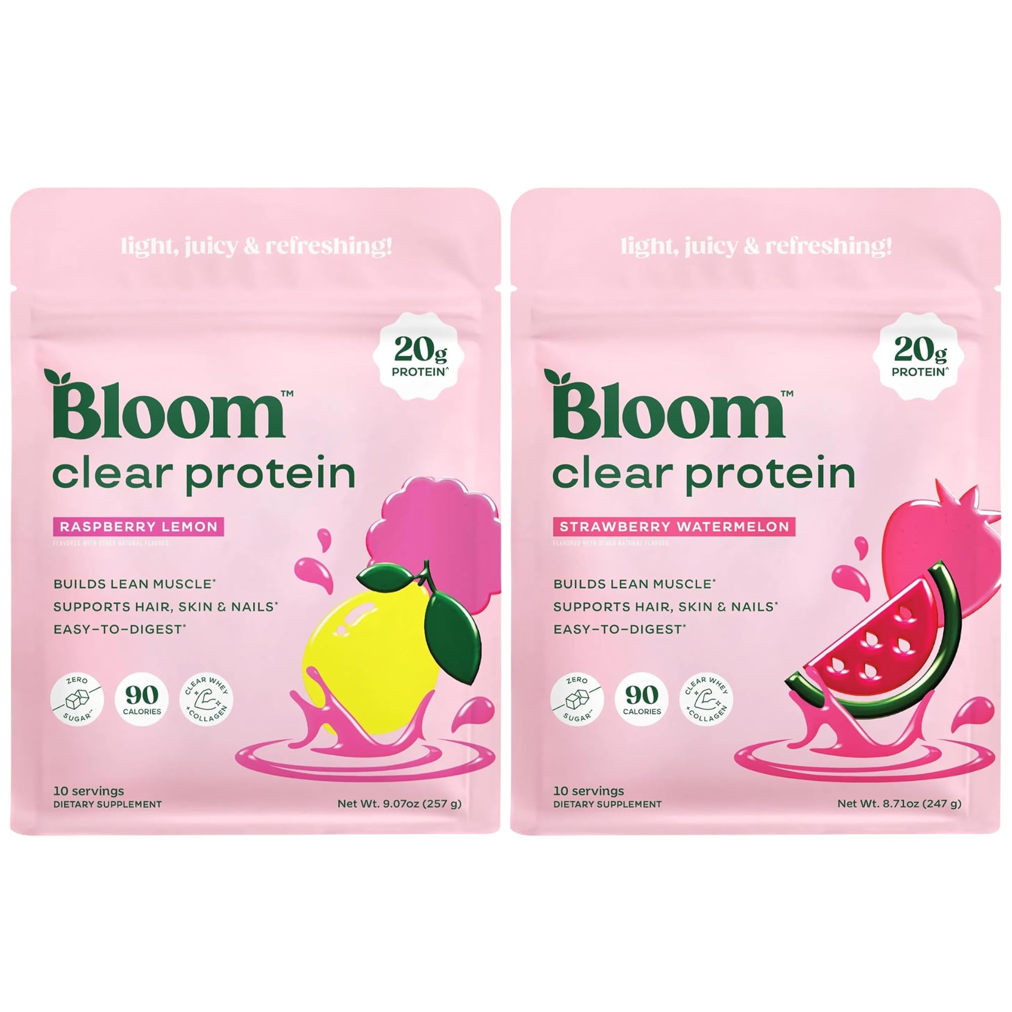 Bloom Clear Protein Raspberry Lemon and Strawberry Watermelon Bundle