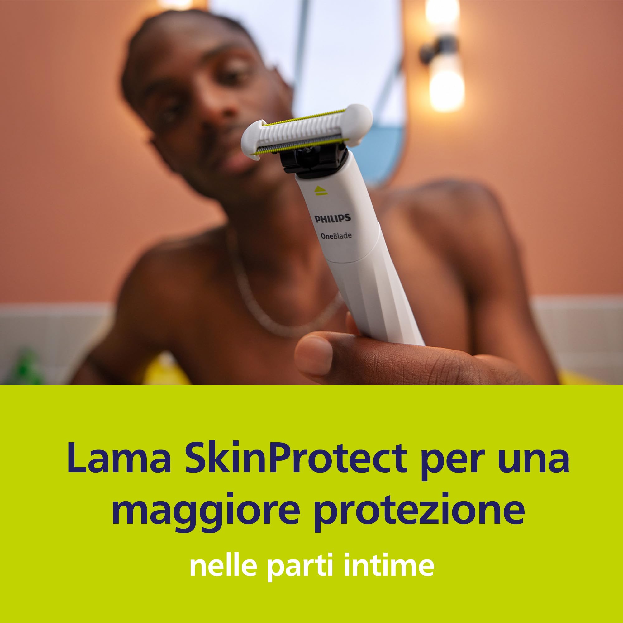 Philips OneBlade Intimate lame, compatibili con tutti i modelli OneBlade e OneBlade Pro, con SkinProtect per rasatura e rifinitura dell’area intima, 2 pezzi (modello QP229/50)