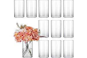 CUCUMI Glass Cylinder Mason Jar Vases for Flowers, 6-Inch Tall Centerpieces Decorations