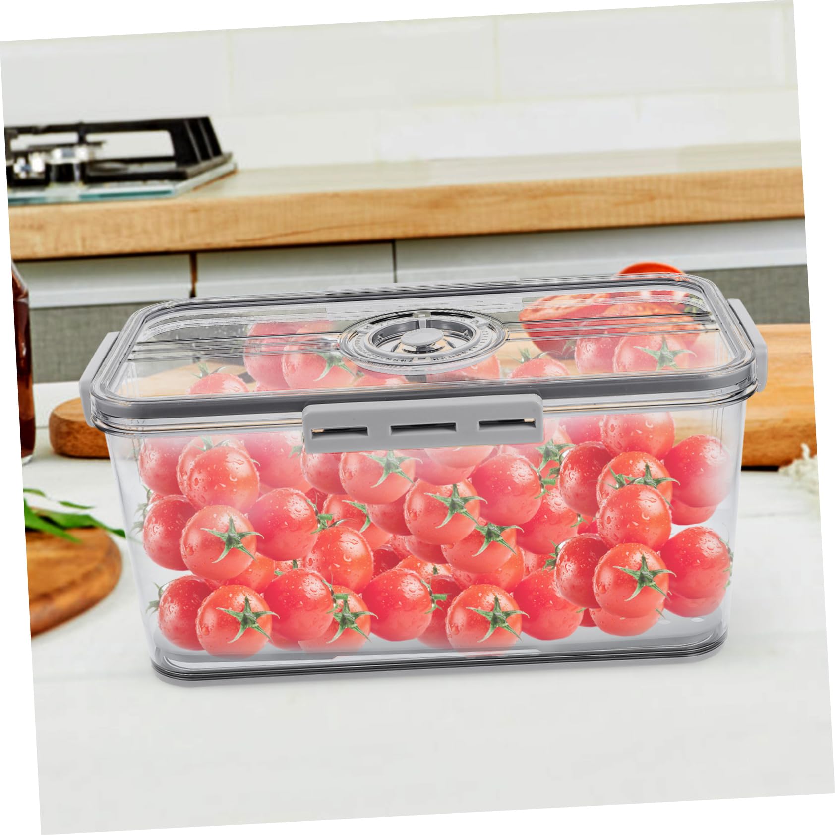 PRETYZOOM Kunststoff Aufbewahrungsbox mit dichtem Verschluss und Abtropfschale lebensmittelechter Frischhaltebehälter für Brot und Obst in Küche oder Schrank