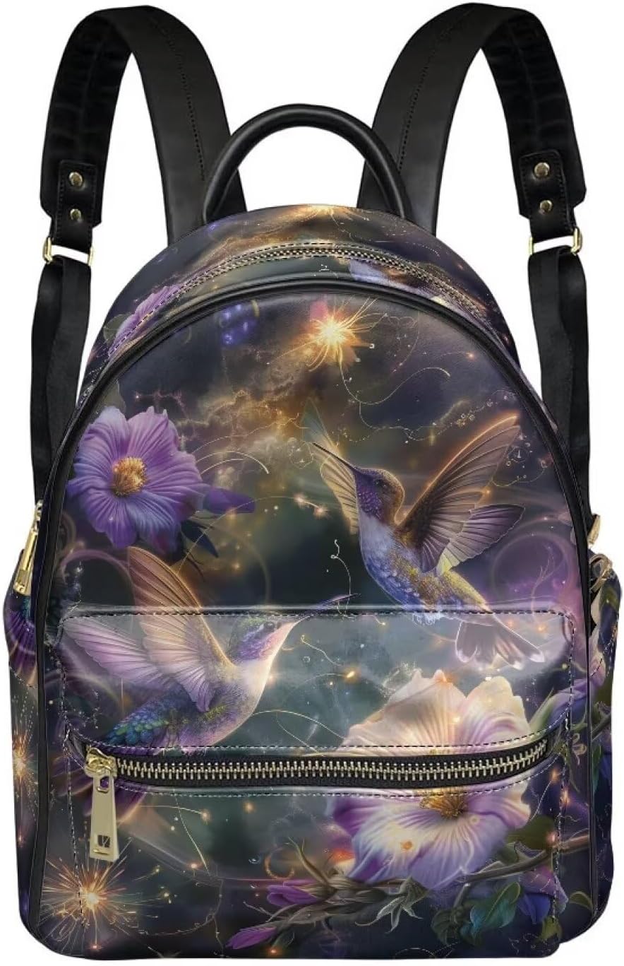 Hummingbird Rose Backpack for Women Portable Laptop Bookbag Water Resistant Tote Shoulder Bag for Work Beach Camping Picnics Hiking Womens