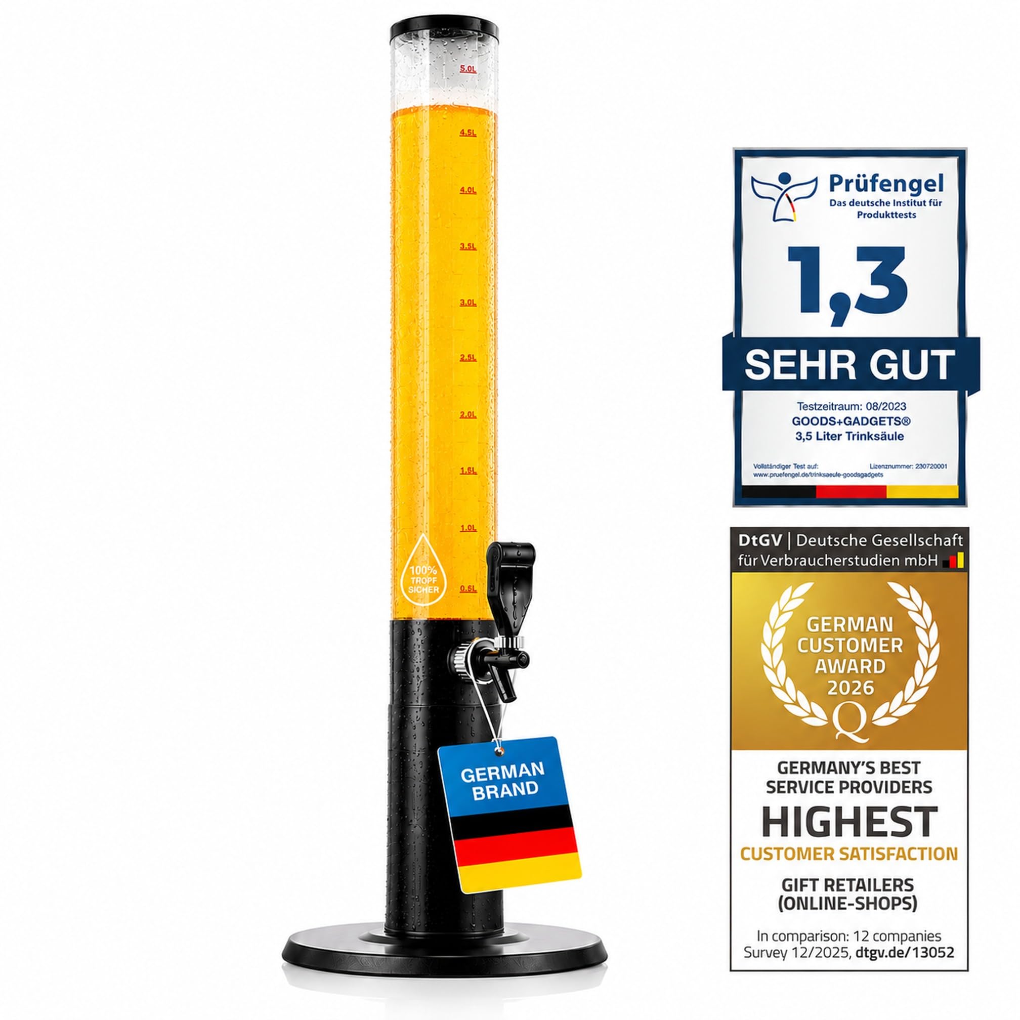 Dispensador de cerveza para fiestas con grifo XXL Columna para beber (5 litros)