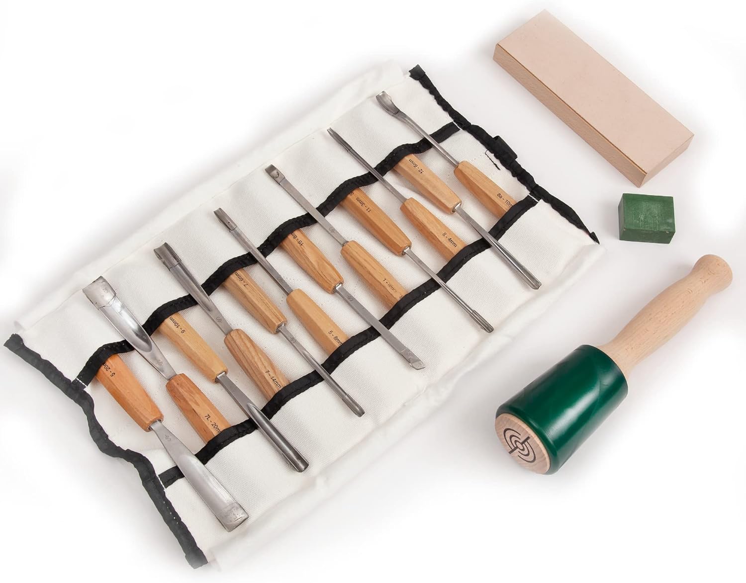 Schaaf Tools 12Piece Chisel Set, Sharpening Strop and Precision Mallet