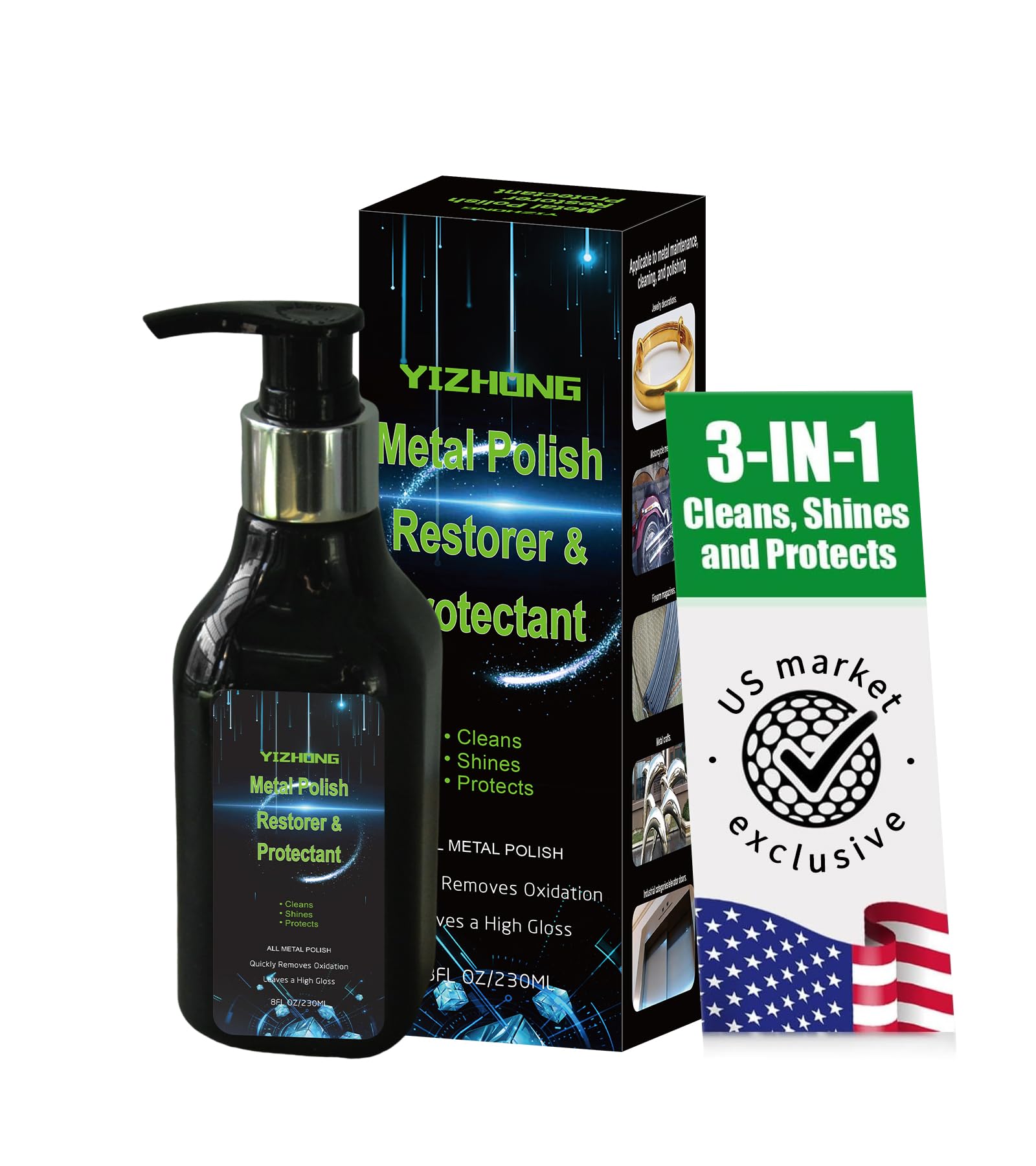 Metal Polish and Cleaner Cream Forsilverware Copper Brass and Brasso Tarnish Remover Jewelry Sterling Silver Chrome Aluminum Stainless Steel Scratch