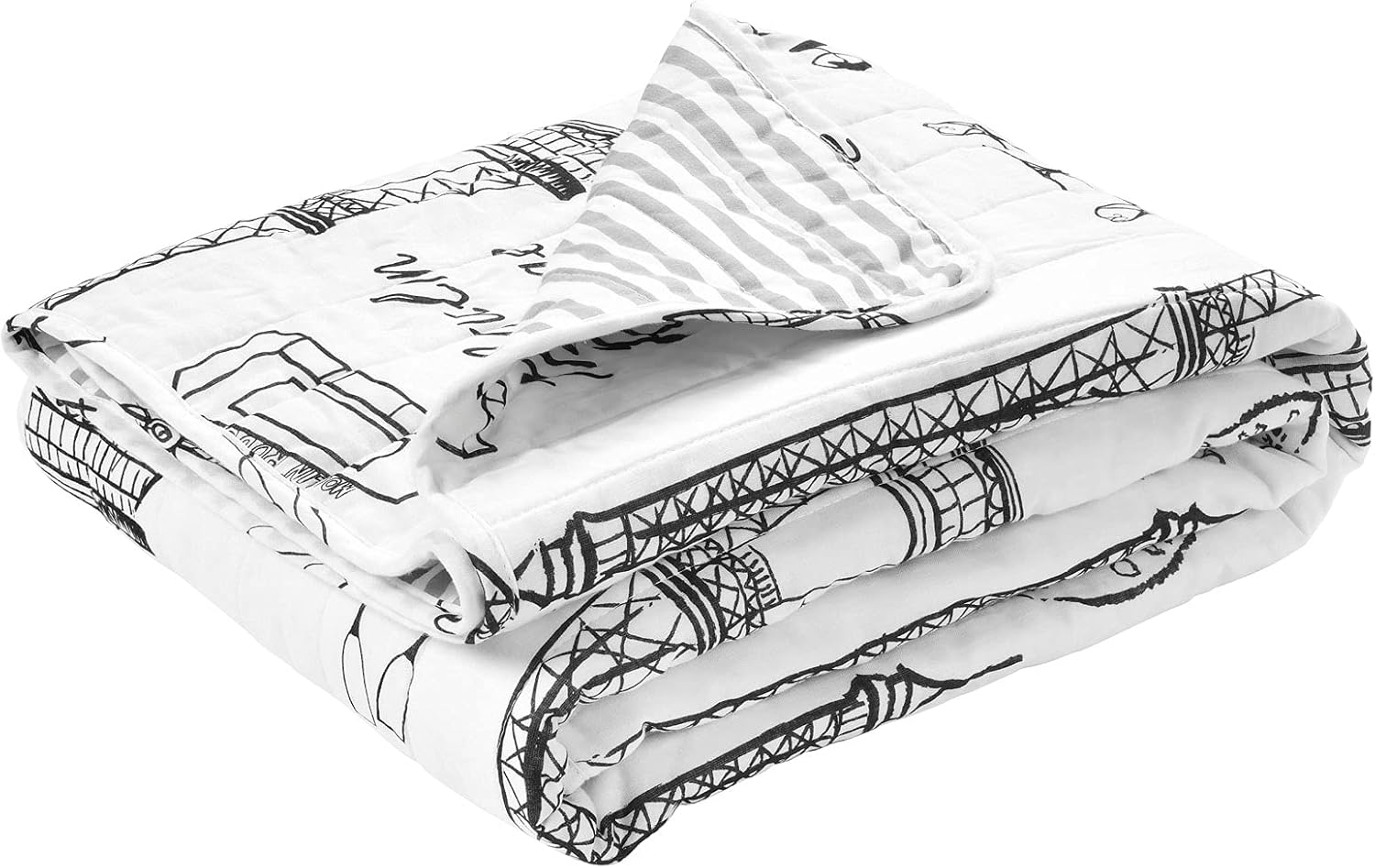Lush Decor Paris Bonjour Reversible Cotton Throw Blanket, 60" x 50", Black & White - Image 5
