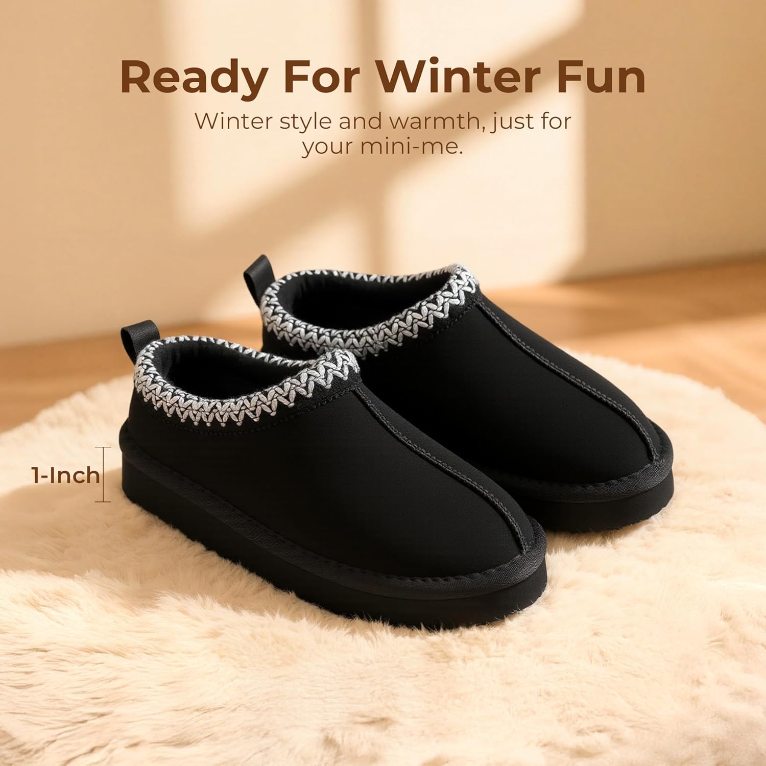 DREAM PAIRS Girls Boys Slippers Kids House Fuzzy Platform Indoor Outdoor Kid's Slip on Slipper for Little Kid Big Kid
