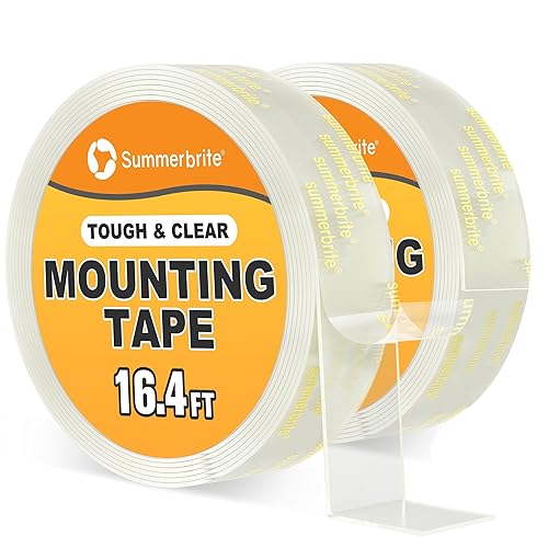 Miniatura 1 de Cinta adhesiva de doble cara resistente, nano de doble cara para paredes, cinta adhesiva de 16.4 pies, 2 rollos, cinta de montaje transparente