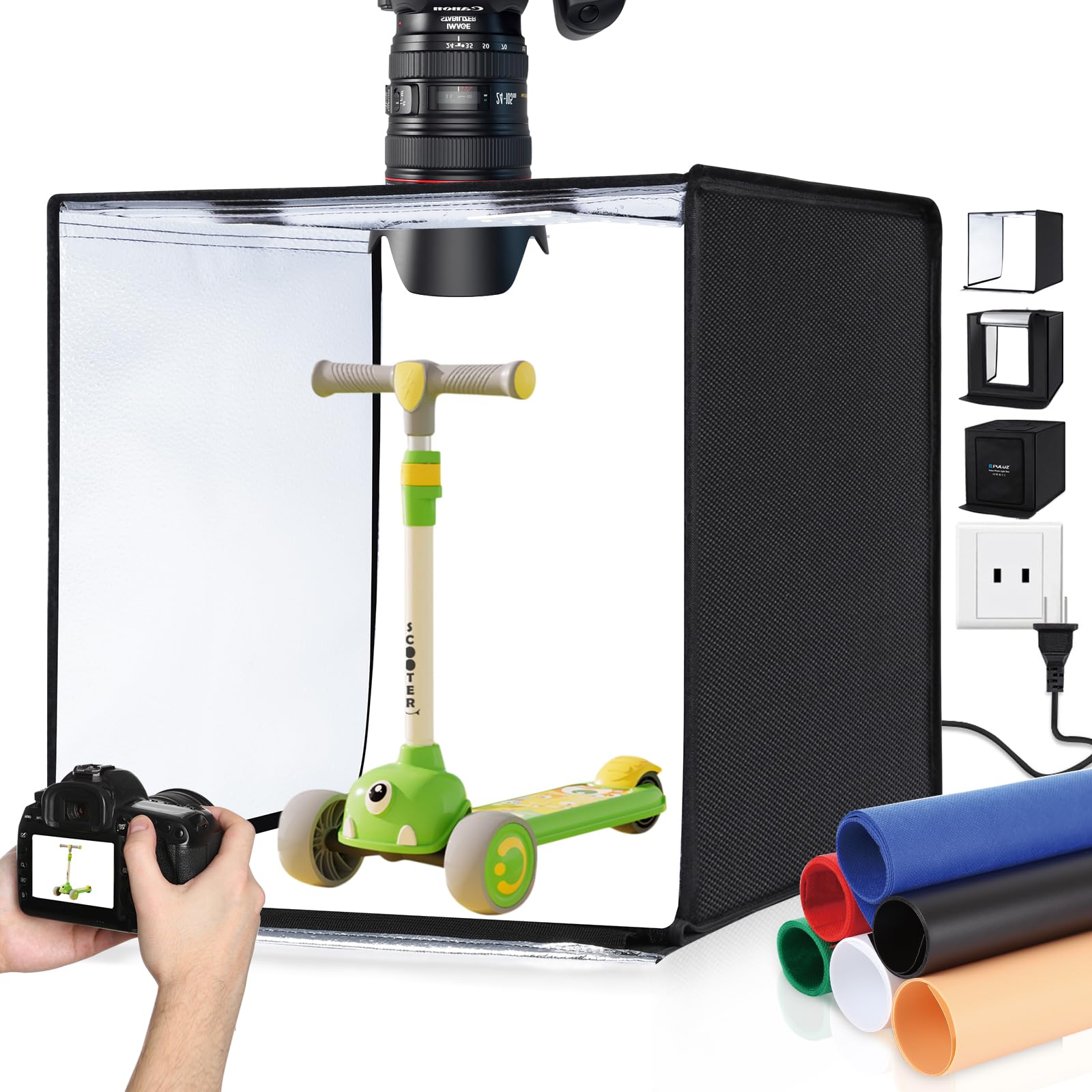 PULUZ 24'' x 24'' Light Box Photography,Large Photo Studio Light Box Professional Dimmable LED Photography Box High CRI Photo Box with 6 Color