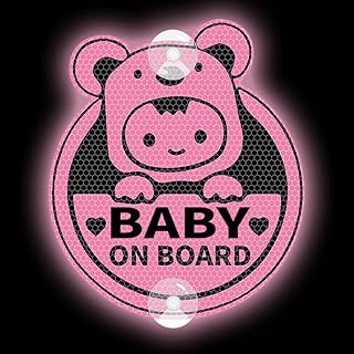 Leniutor Cute Koala Baby On Board Sticker for Cars, Highly Reflective Double-Sided Kids On Board Suction Cup Warning Caution Sign Decals for Car Window (Reflective Suction Cup, Pink)