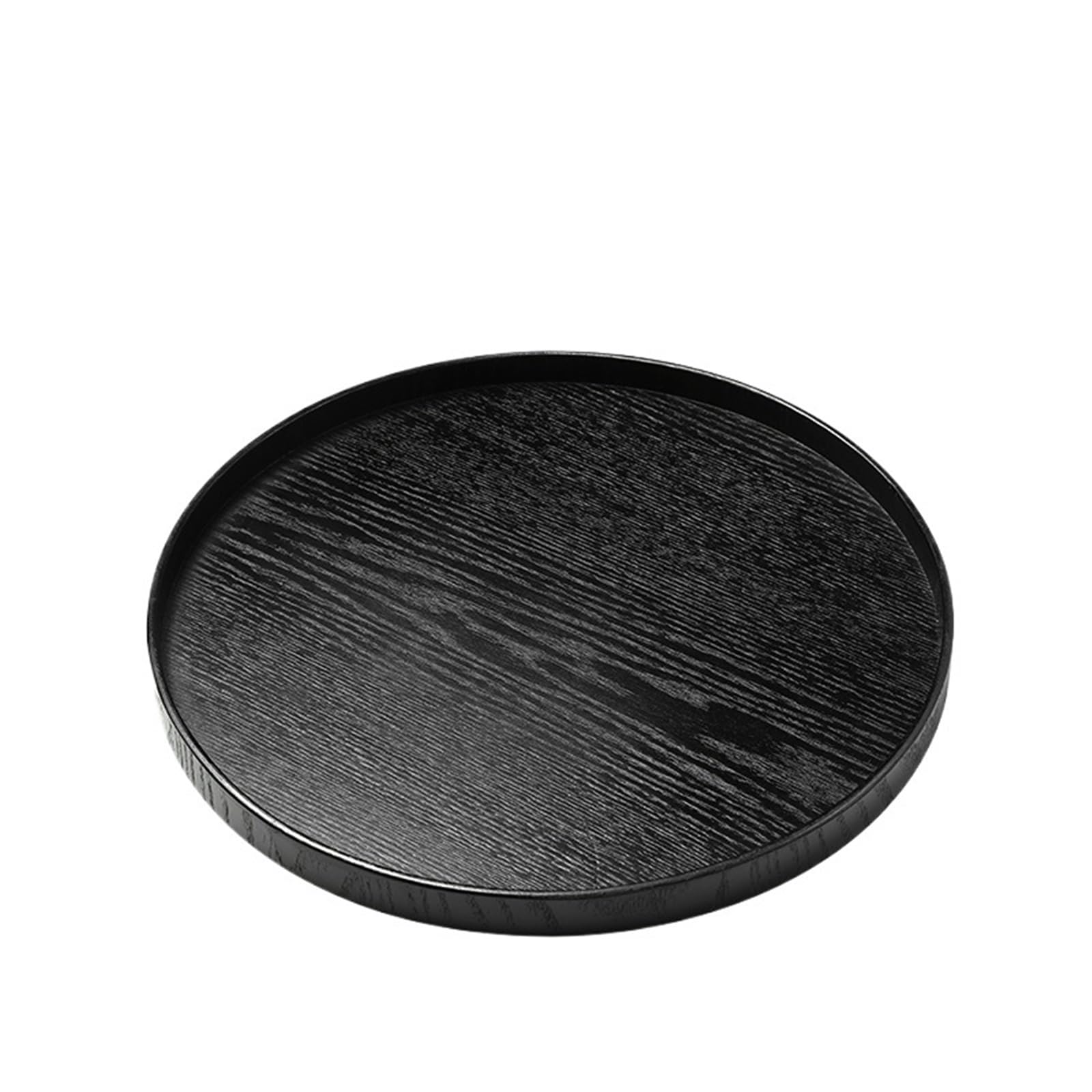 Bandeja para Servir té de Madera Maciza Negra, Bandeja para Servir postres y té de la Tarde, Bandeja Retro para Juego de té (Redonda, 27 x 27 x 2 cm)