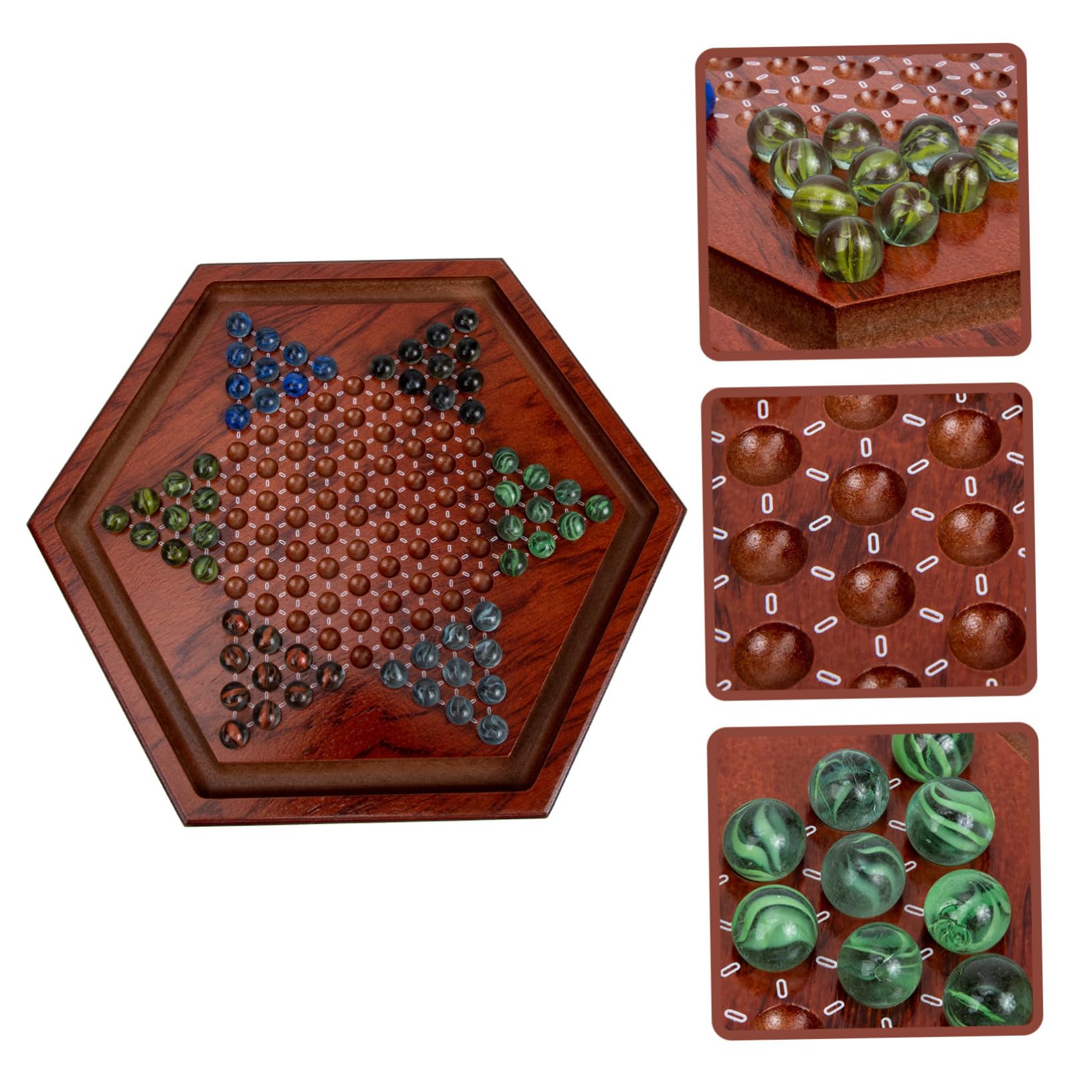 Set 1 Scacchiera Dama Cinese in Legno Naturale Tavolo Esagonale, Gioco Educativo per Bambini per Casa e Scuola, Migliora Pensiero Critico e Coordinazione Mani-cervello