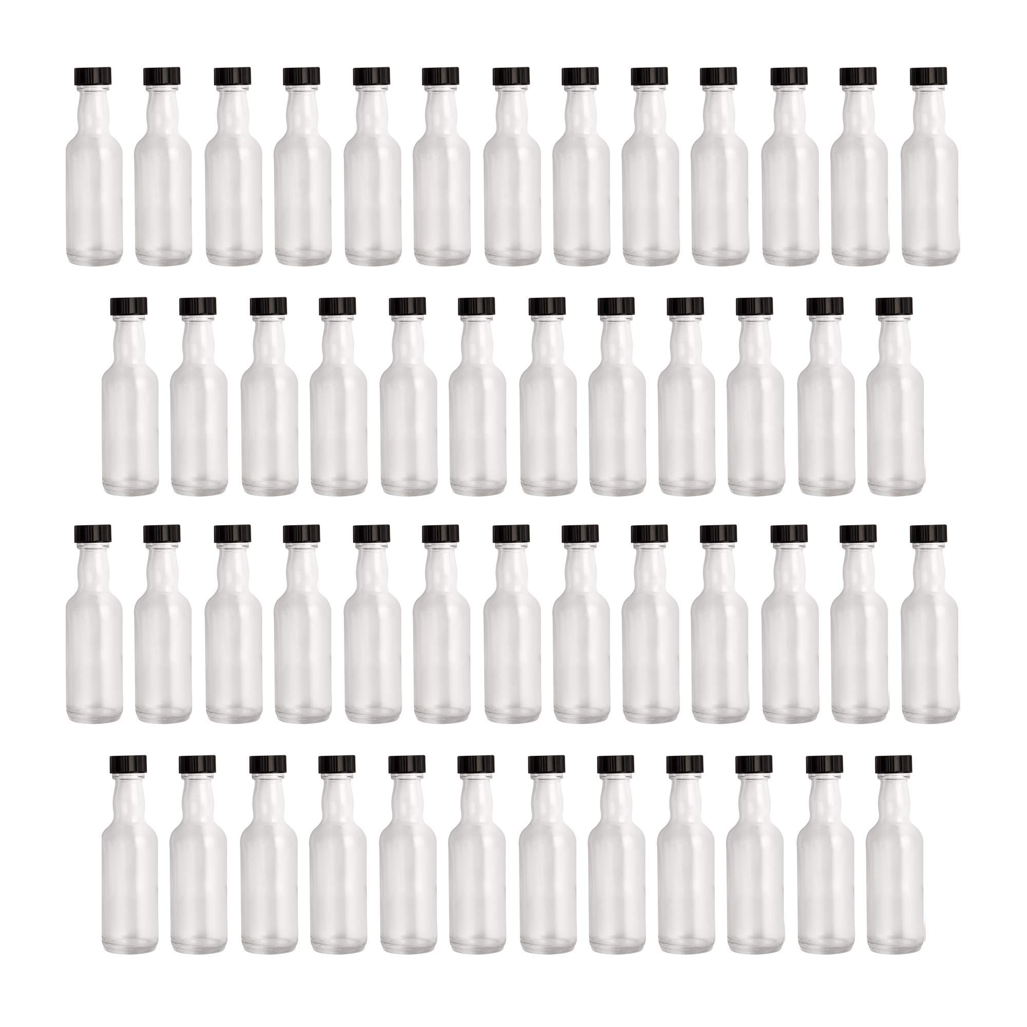 Miniature Glass Spirit Bottle with Screw Top - Pack of 50 | Wedding Decorations Favours | Kitchen Storage | Mini Jars | Apothecary Bottles | Pukkr