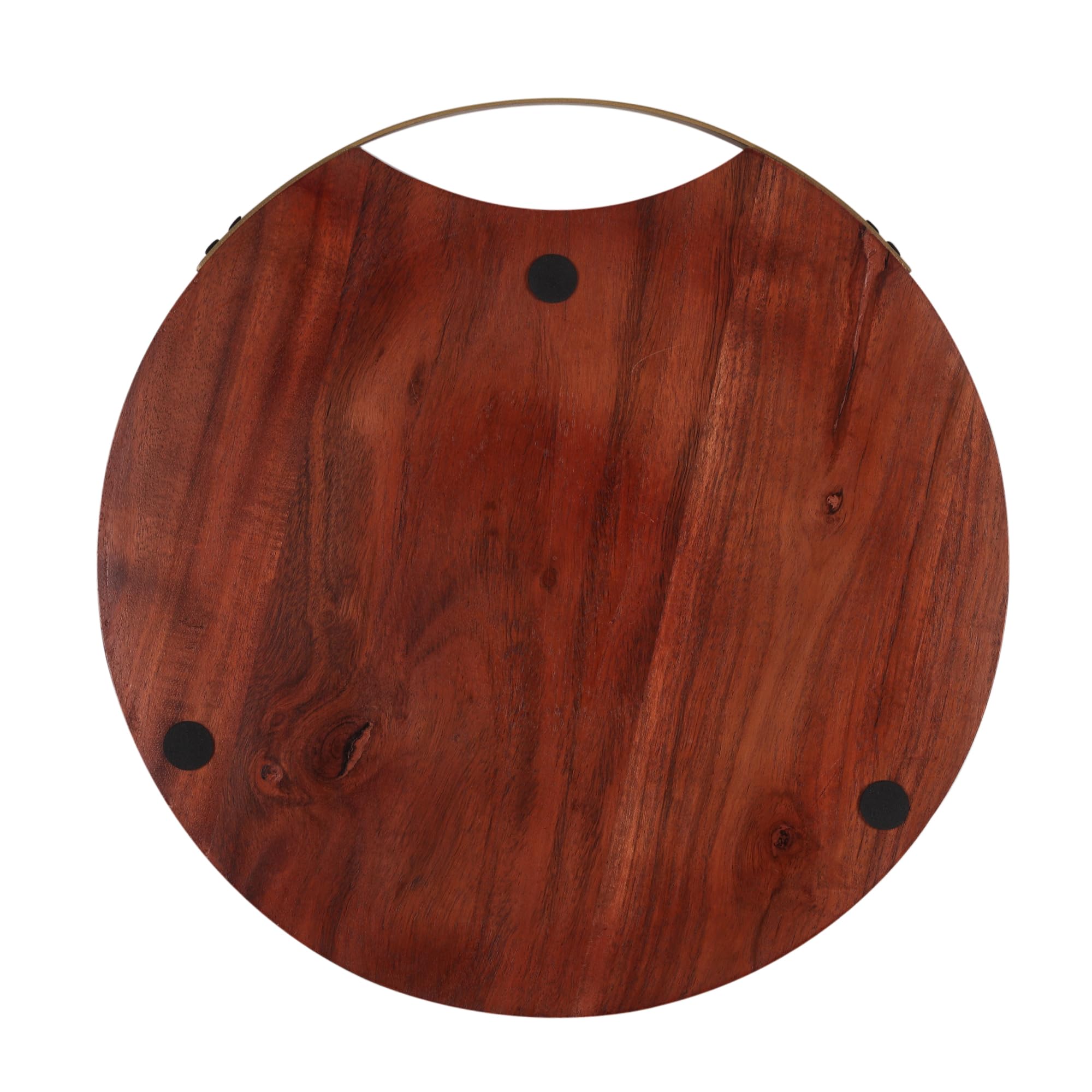 Anything & Everything Wooden Serving Platter Cheese Board with Golden Handle for Snacks 2