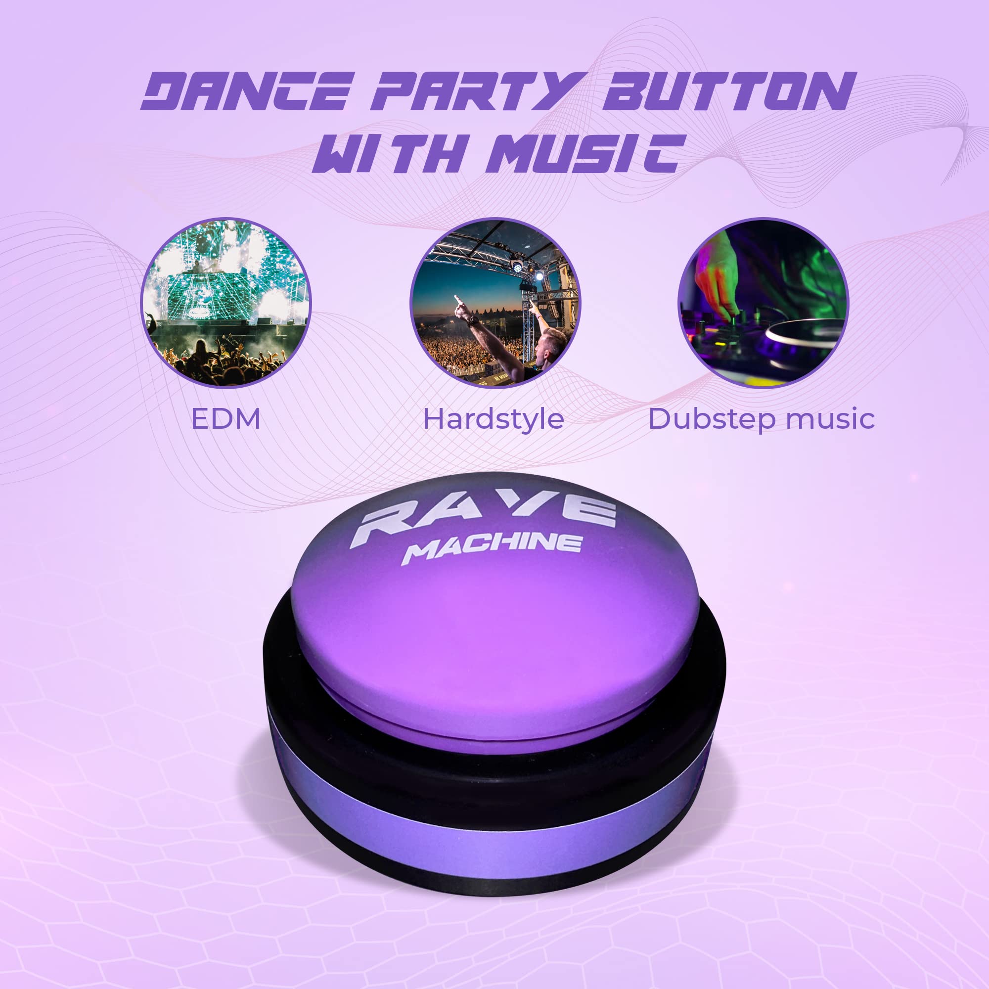 RaveMachine - The Button | Rave Dance EDM Button with Music | Gag Gifts | Office Toys (Batteries Included)