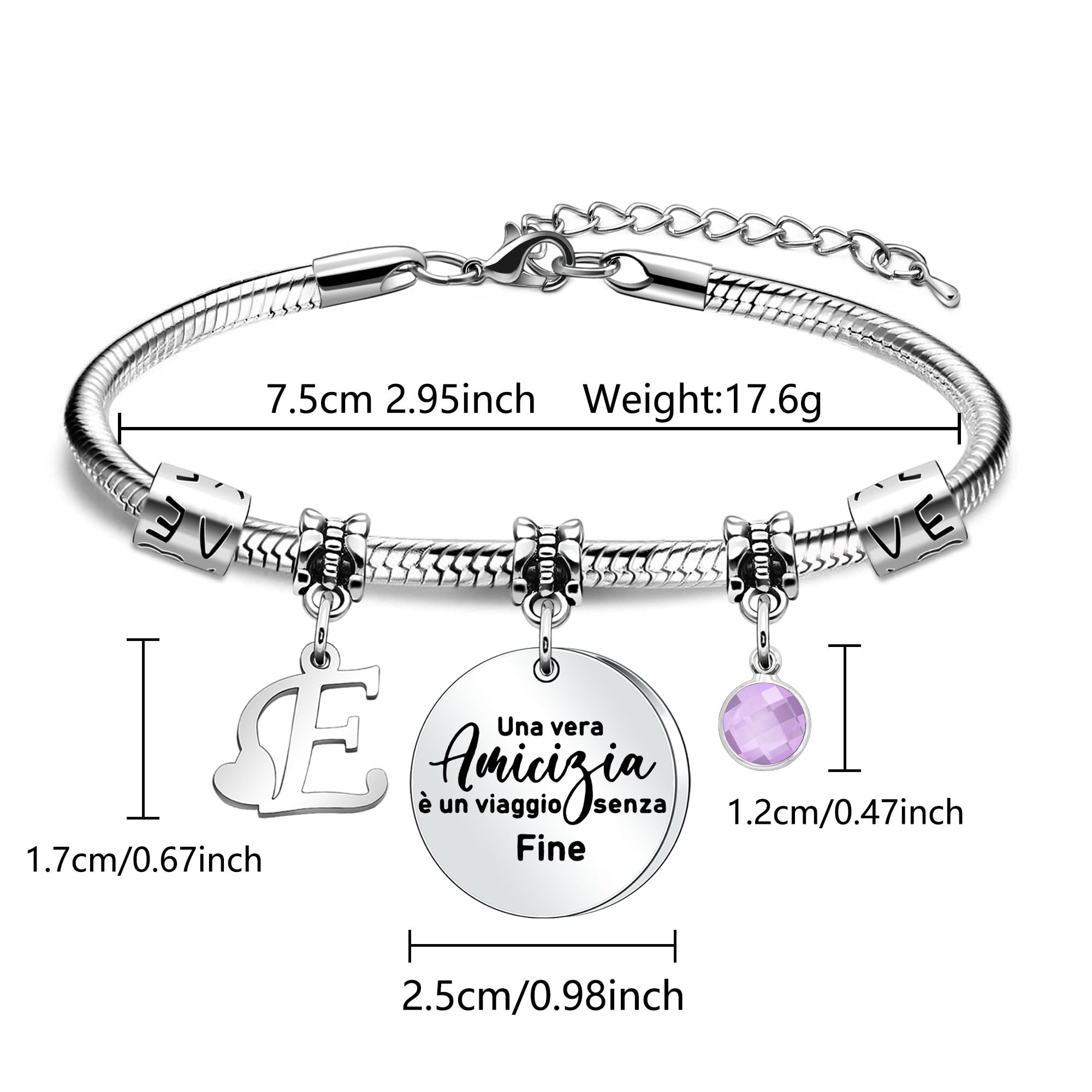 SAMORION Regalo Amica Speciale Bracciale Regali Amicizia per Donne Bracciali con 26 Lettere Regali Migliore Amica Compleanno Idee Regali Amica Natale Regalo per Amica