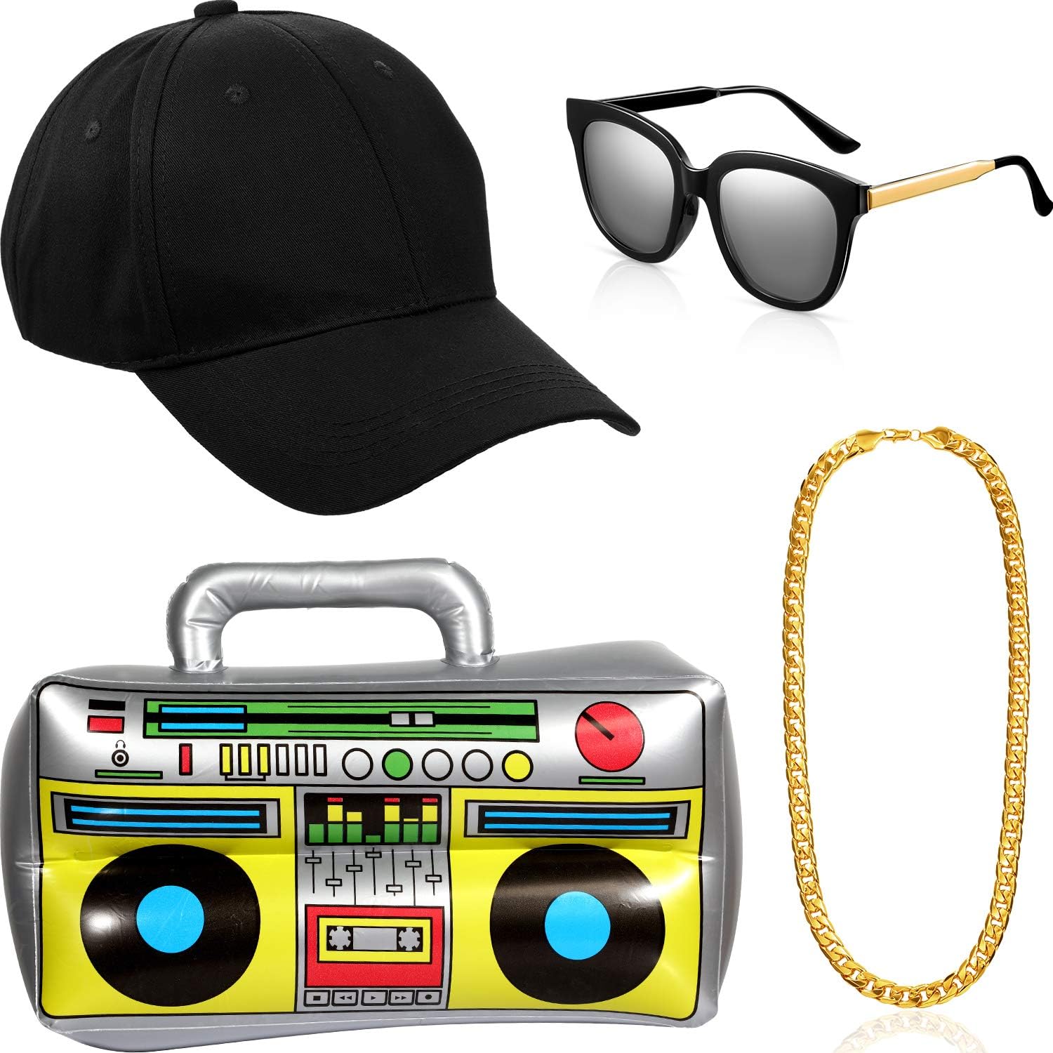 Hip Hop Costume Kit, Hat Sunglasses Gold Chain 80s/ 90s Rapper Accessories - Image 7