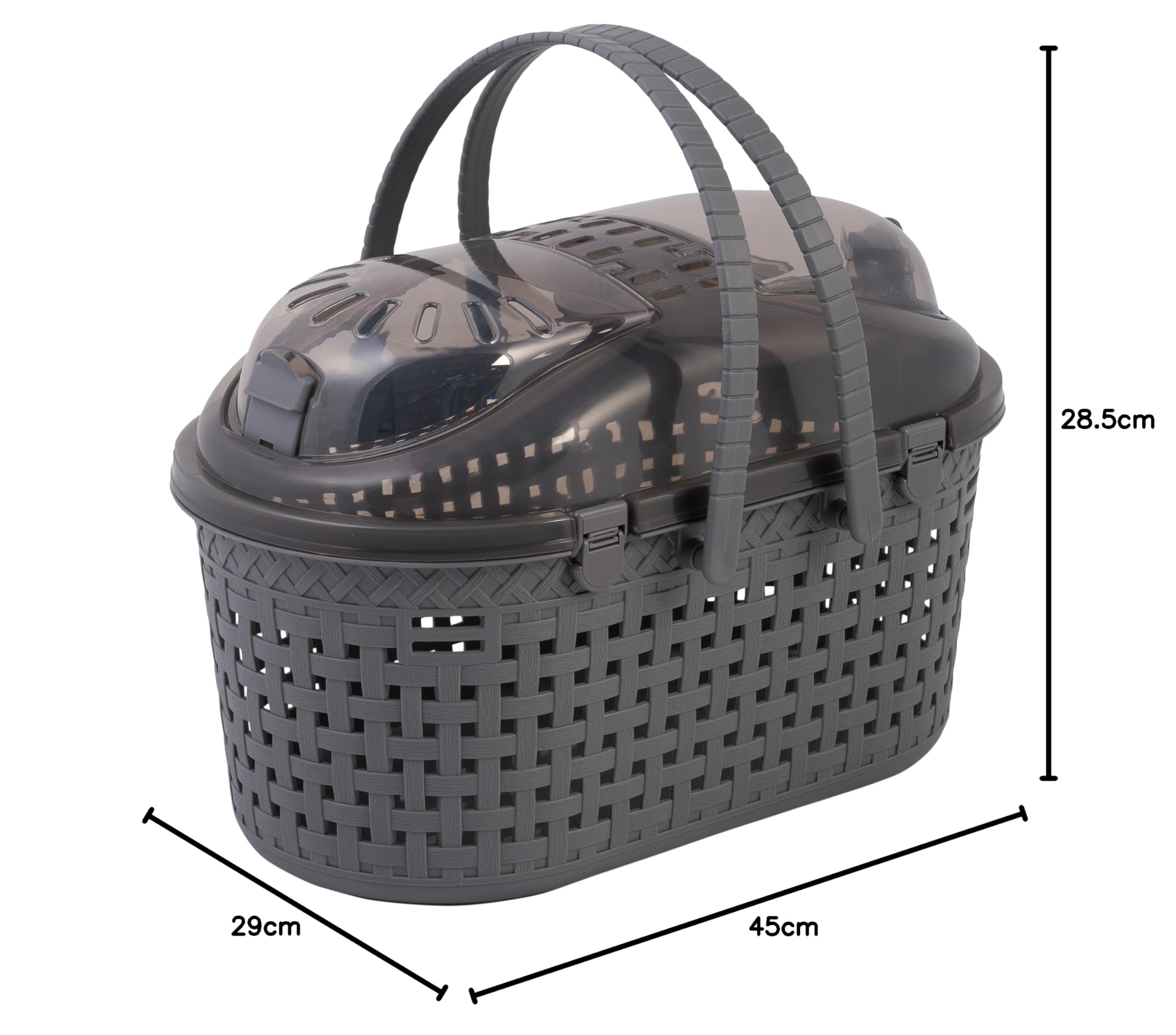 Iris Ohyama, Panier, Boîte, Sac, Cage de Transport Plastique(PP) pour Chat, Chien, Rongeur, Hanses de Confort, Compartiment intégré en 2 étages, L45 x P29 x H28.5 cm, MPC-450, Gris