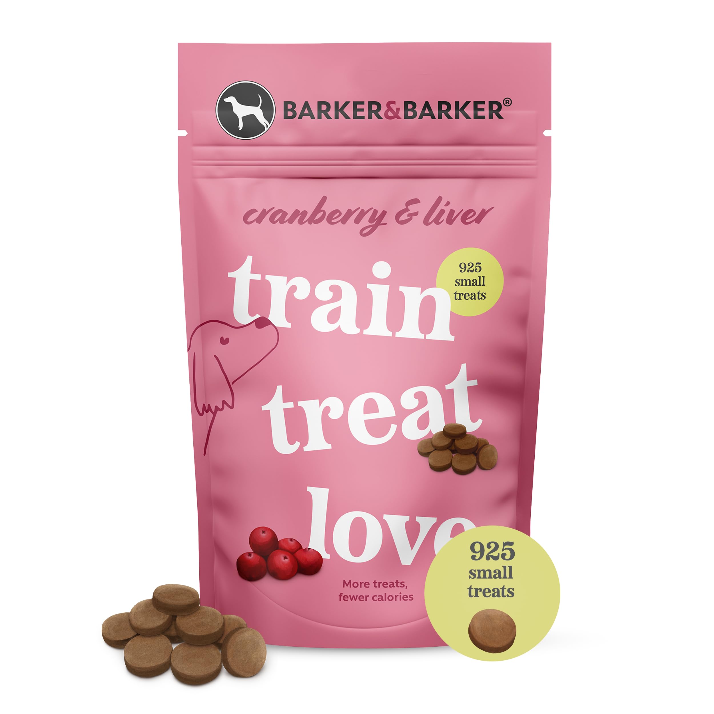 Barker and Barker Grain Free Dog Training Treats ❘ 925 Healthy Cranberry & Liver Treat Pack | Low Calorie, High in Protein & B Vitamins | No Artificials - 100% Human-Grade for Puppies & Small Dogs