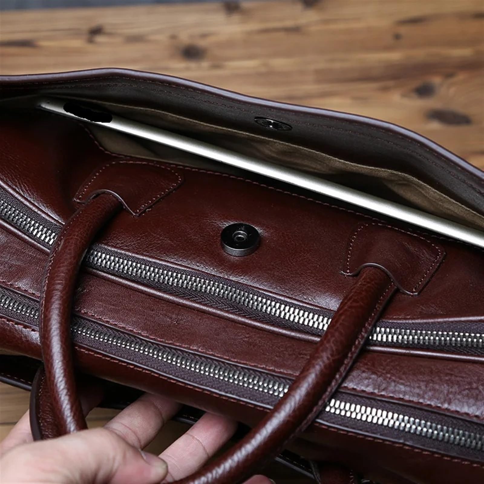 Borsa Per Pc Portatile Valigetta da uomo in pelle Borsa in di vacchetta naturale a tracolla grande capacità for computer casual
